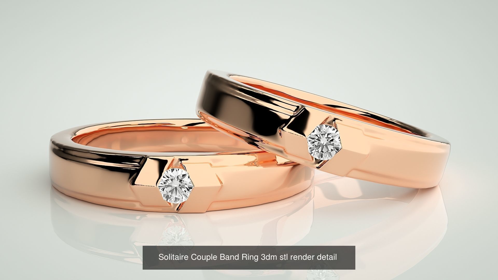 300 Solitaire Ring Couple Band Ring 3dm stl render detail Part-2 3D Model Collection_148