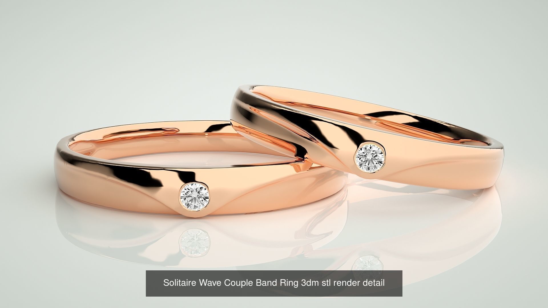 300 Solitaire Ring Couple Band Ring 3dm stl render detail Part-2 3D Model Collection_85