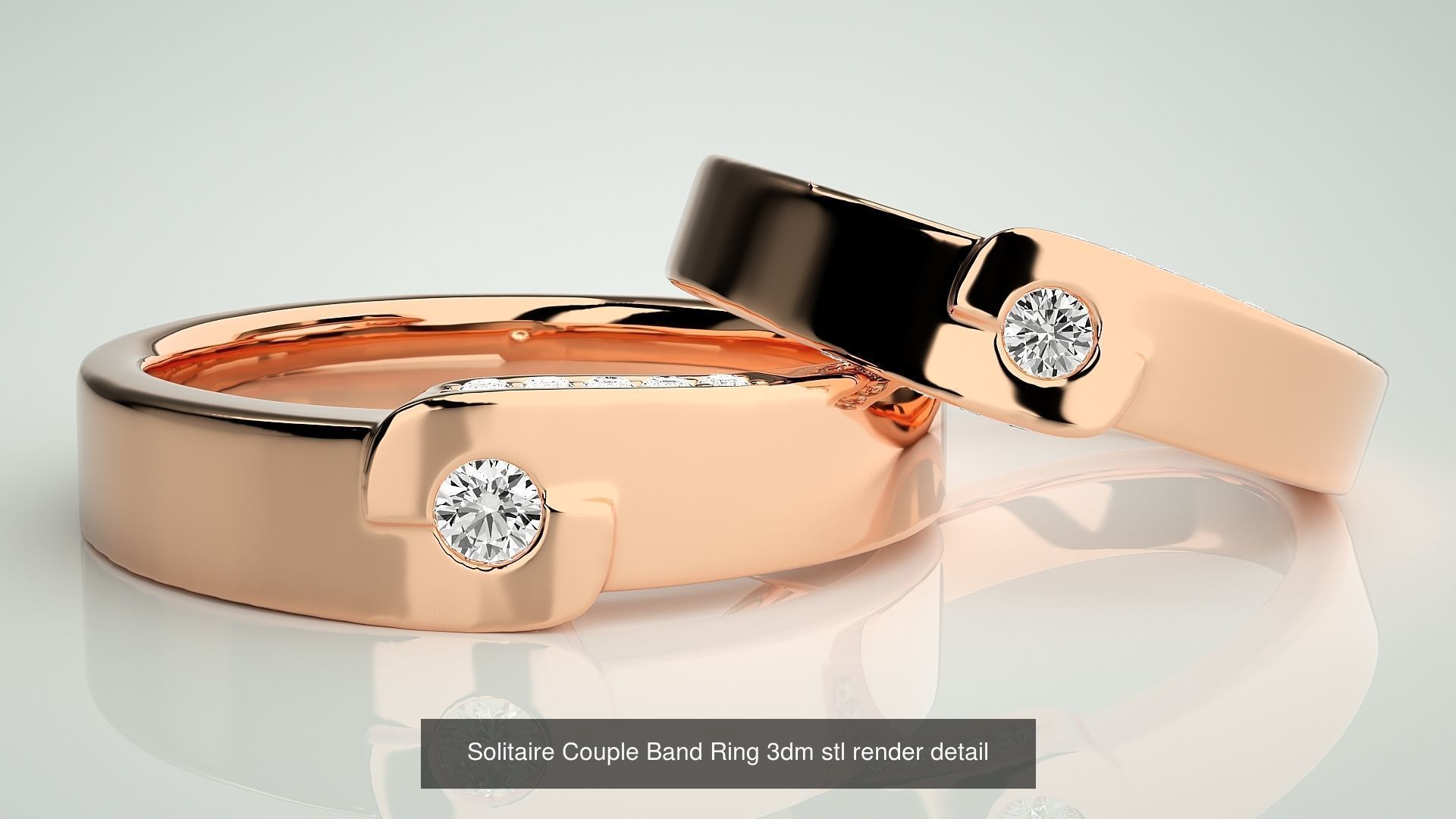 300 Solitaire Ring Couple Band Ring 3dm stl render detail Part-2 3D Model Collection_88