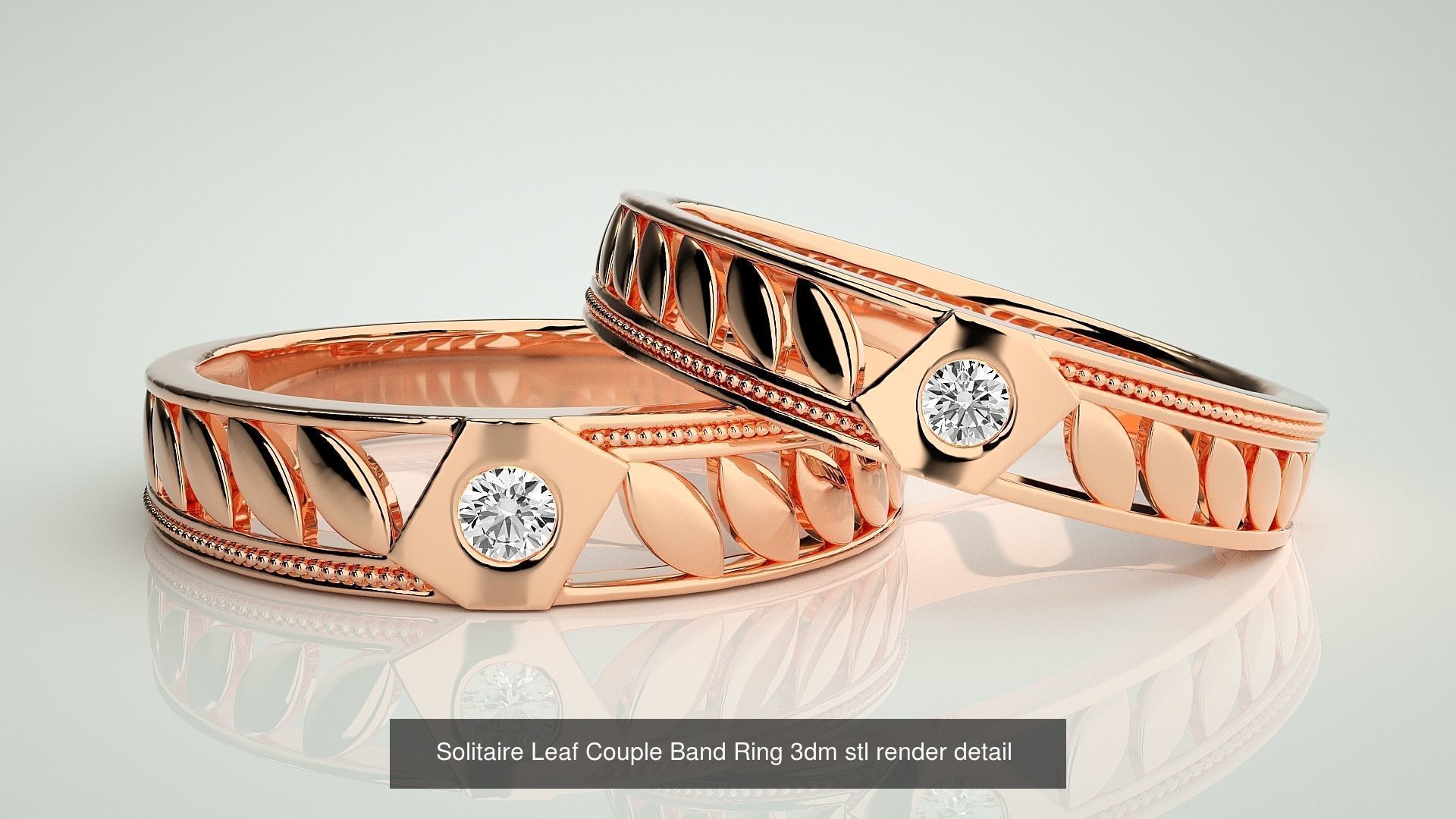 300 Solitaire Ring Couple Band Ring 3dm stl render detail Part-2 3D Model Collection_25