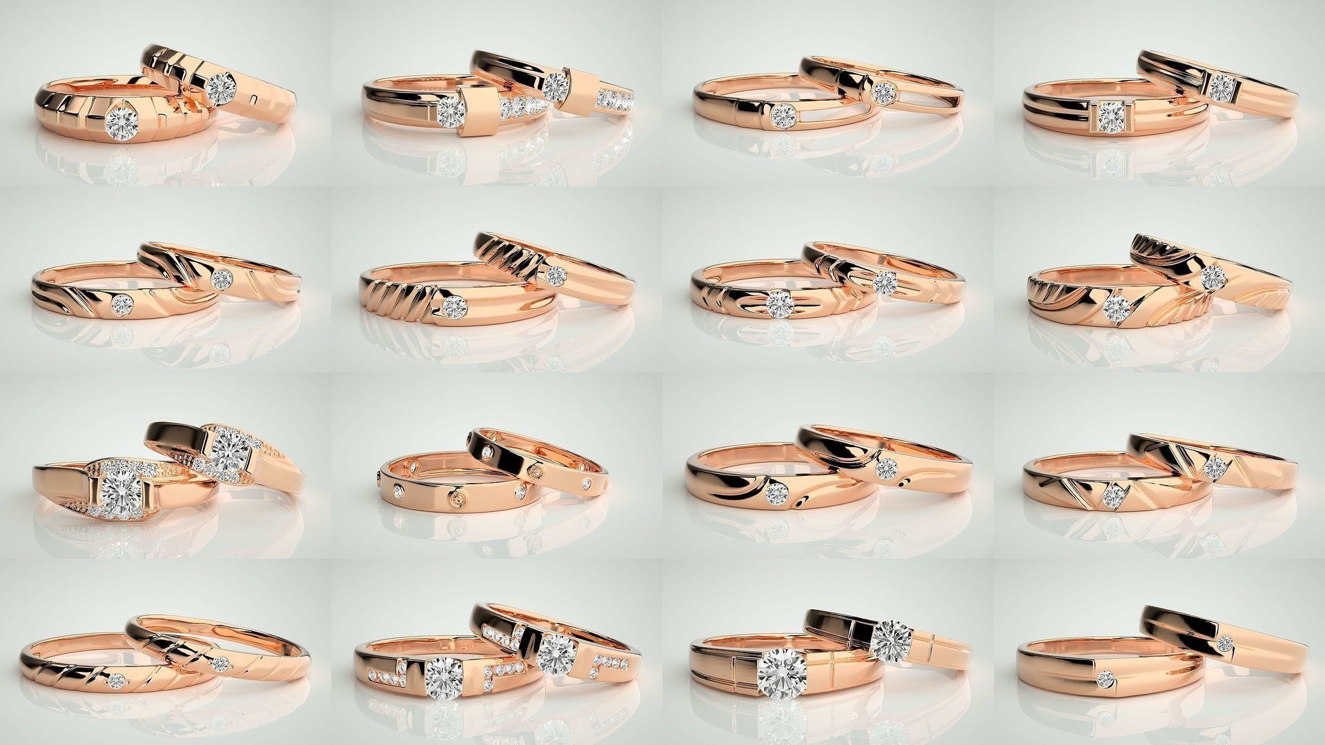 300 Solitaire Ring Couple Band Ring 3dm stl render detail Part-2 3D Model Collection_4