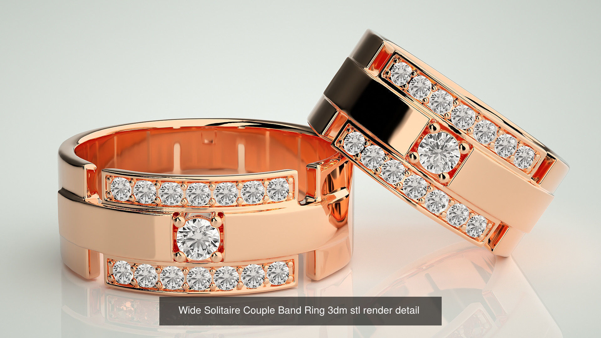 300 Solitaire Ring Couple Band Ring 3dm stl render detail Part-2 3D Model Collection_153