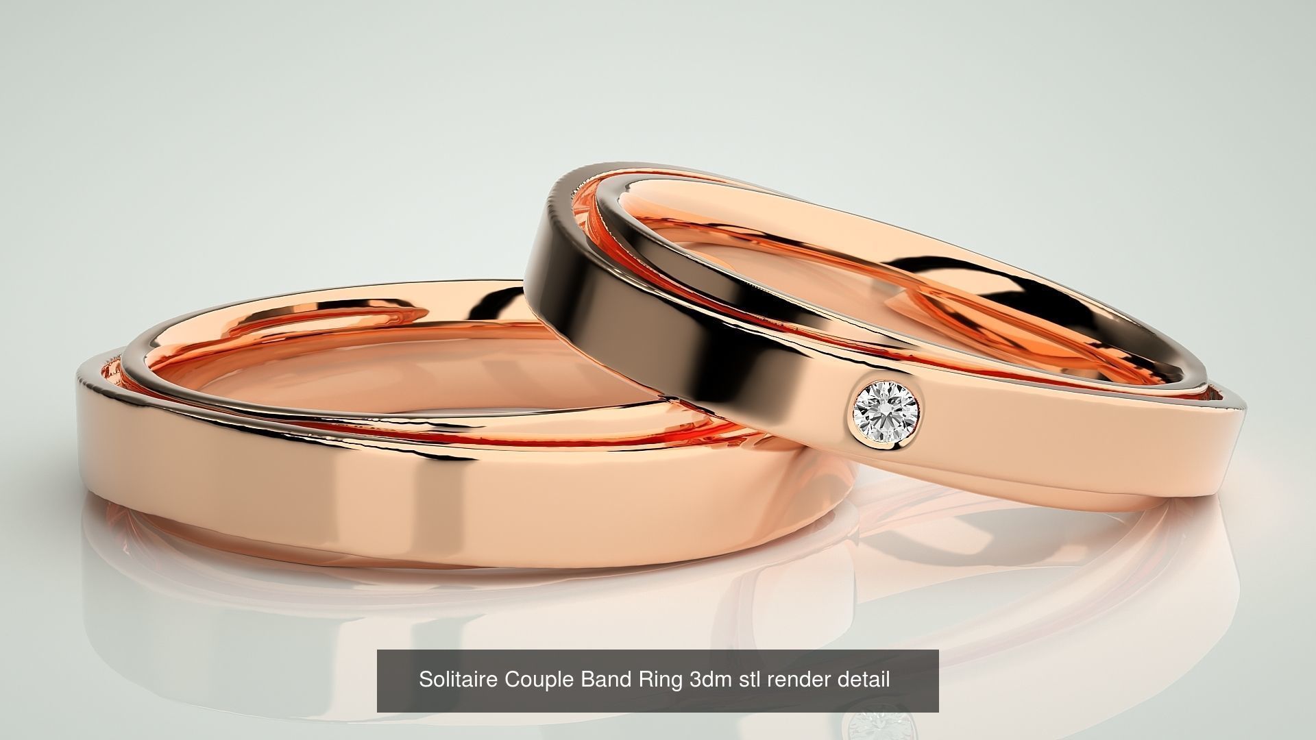 300 Solitaire Ring Couple Band Ring 3dm stl render detail Part-2 3D Model Collection_114