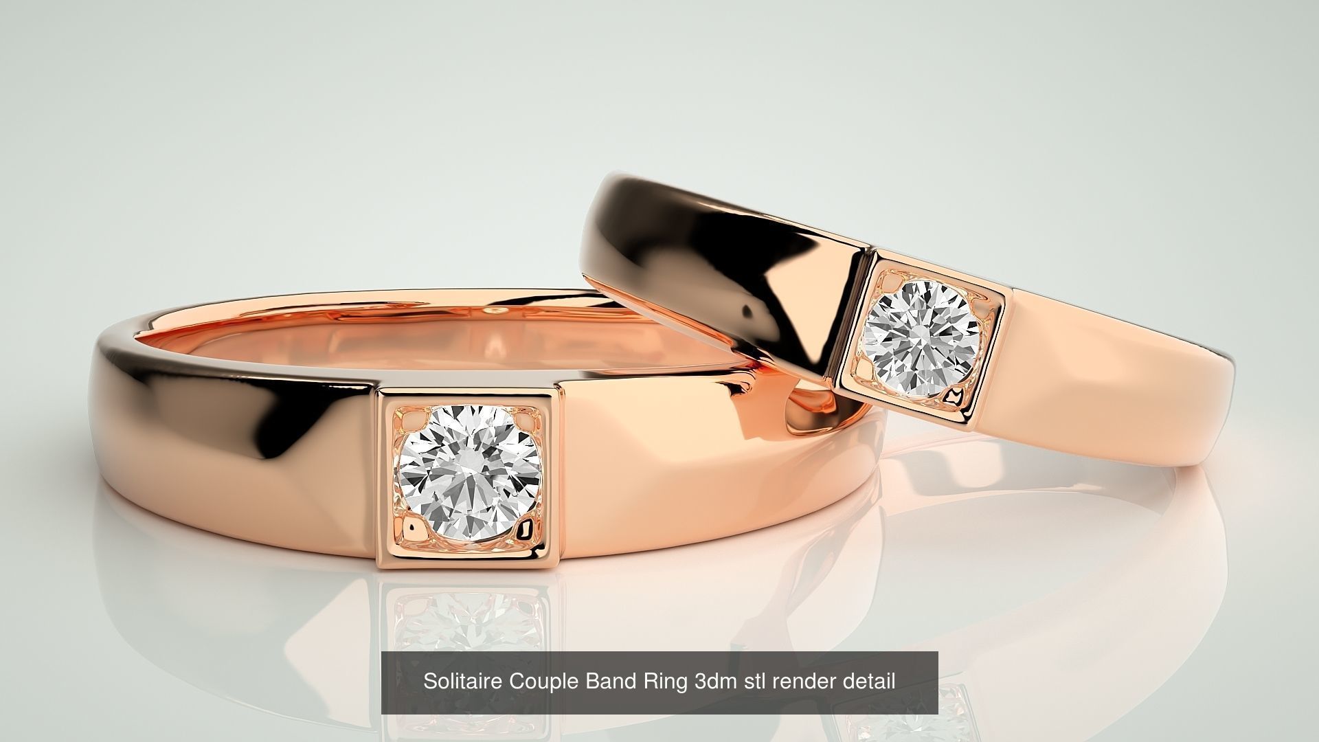 300 Solitaire Ring Couple Band Ring 3dm stl render detail Part-2 3D Model Collection_60