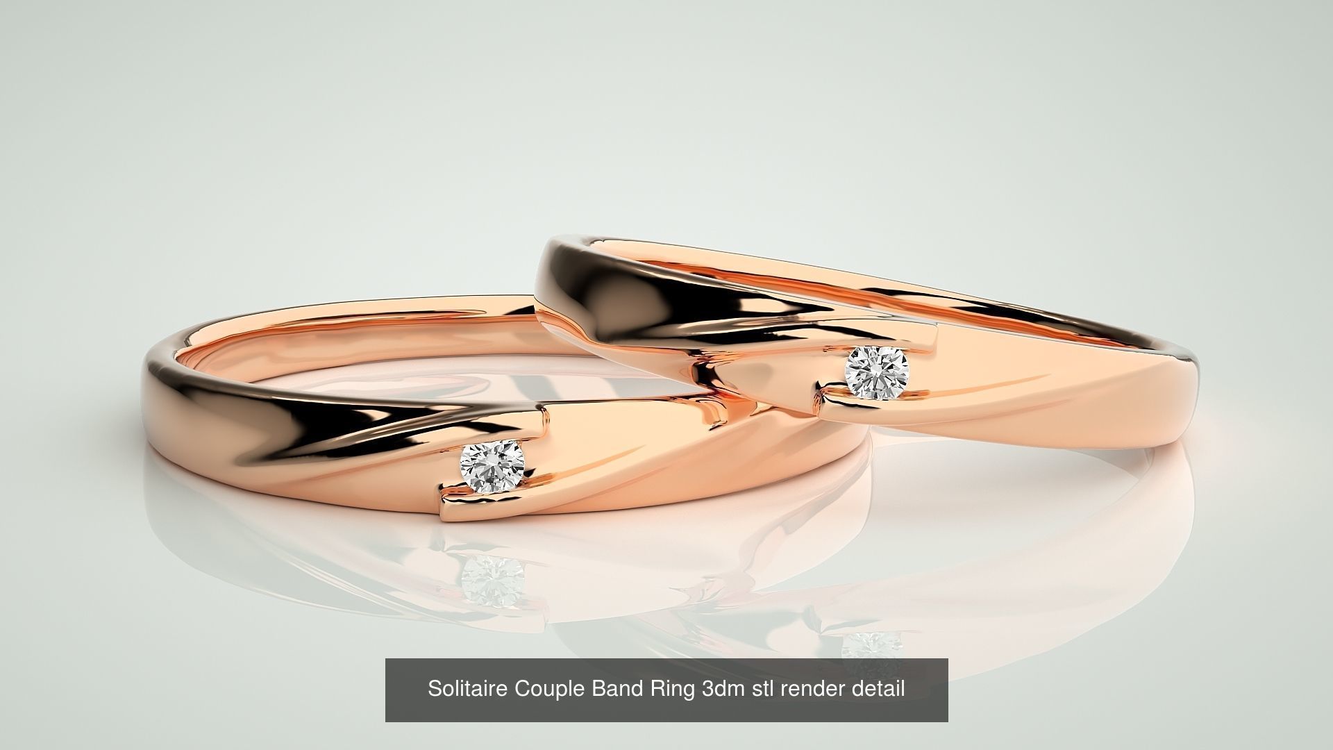 300 Solitaire Ring Couple Band Ring 3dm stl render detail Part-2 3D Model Collection_186