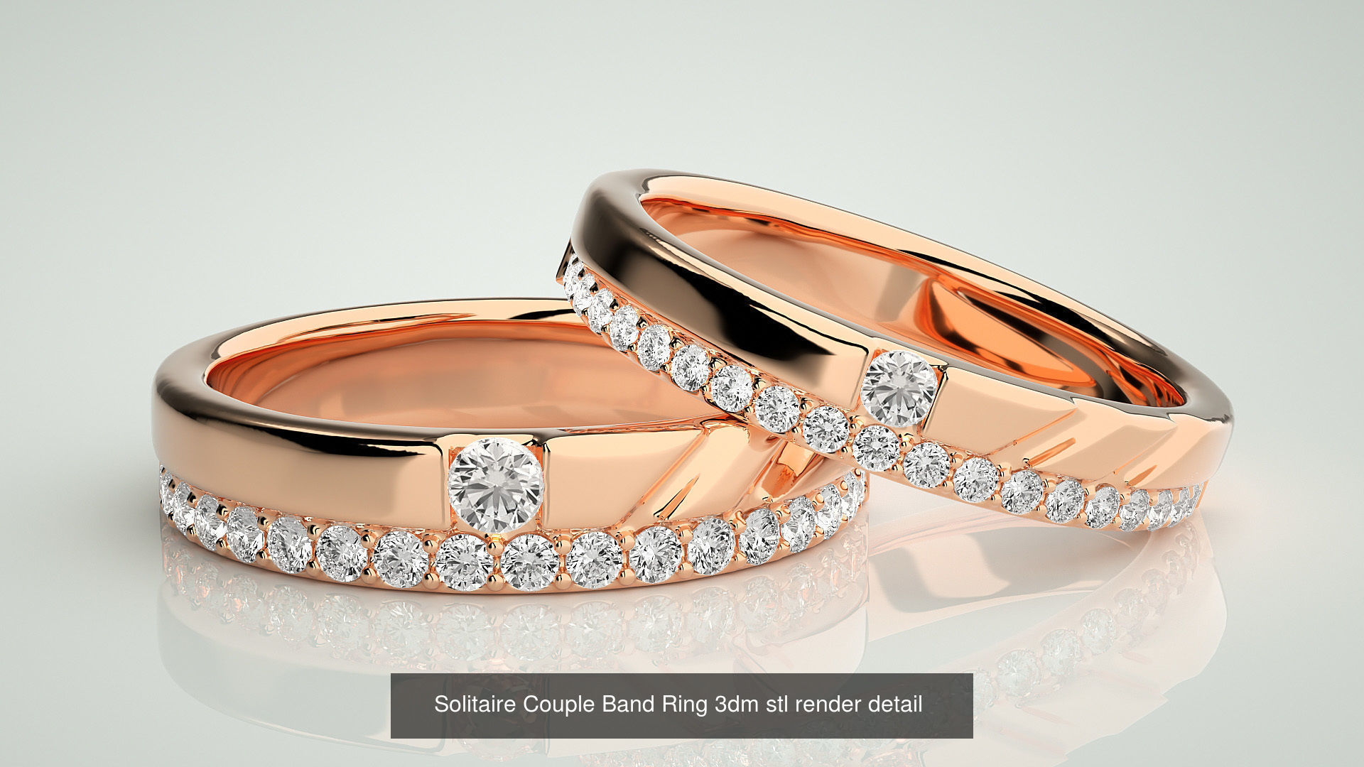 300 Solitaire Ring Couple Band Ring 3dm stl render detail Part-2 3D Model Collection_152