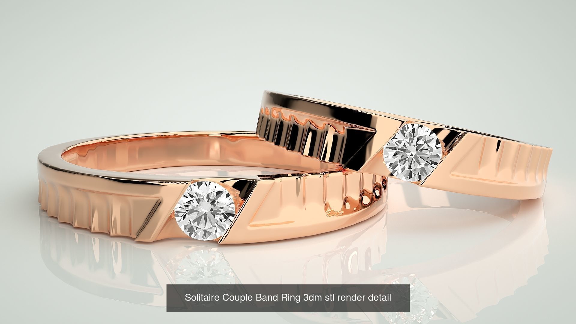 300 Solitaire Ring Couple Band Ring 3dm stl render detail Part-2 3D Model Collection_52