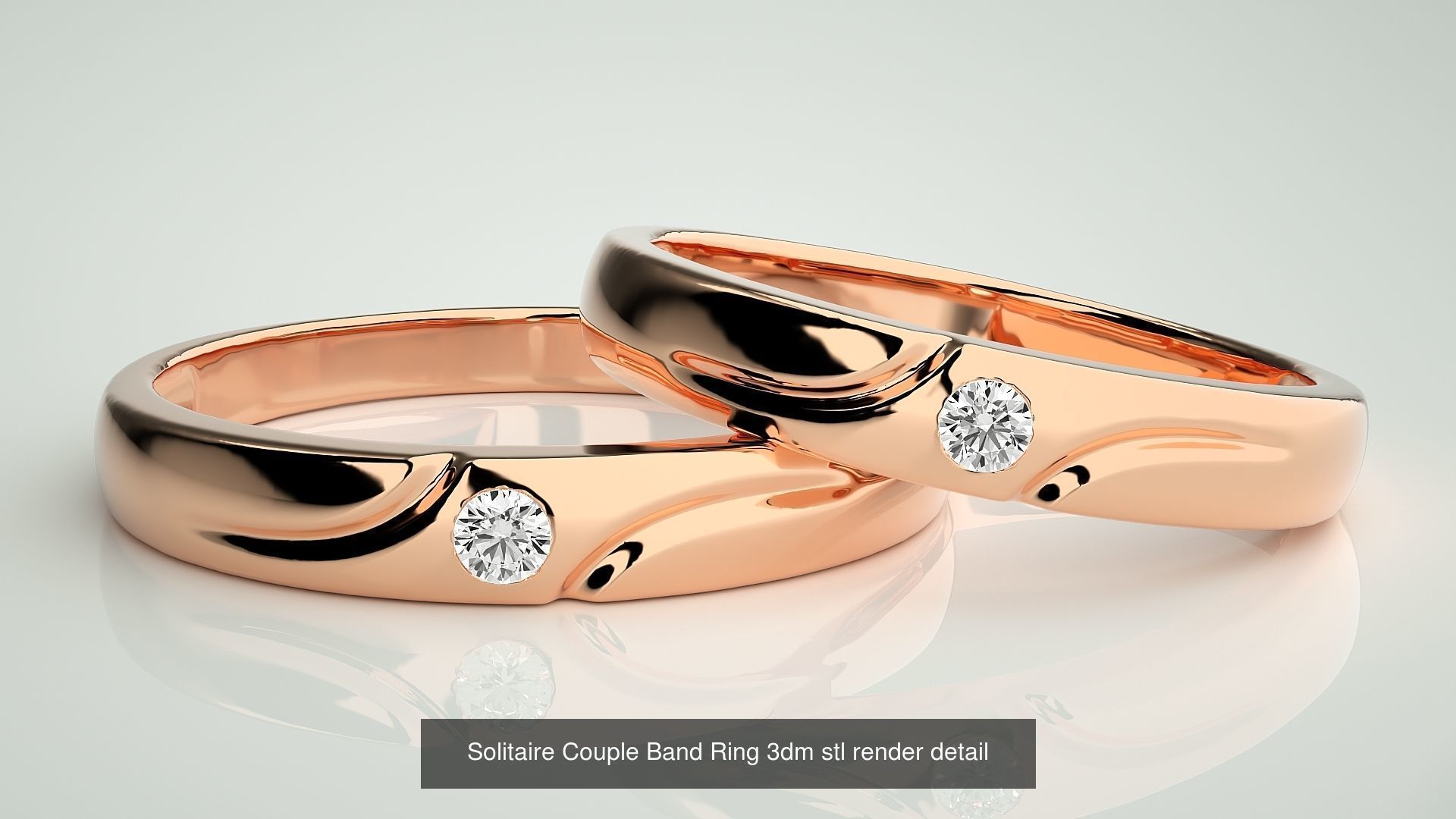 300 Solitaire Ring Couple Band Ring 3dm stl render detail Part-2 3D Model Collection_73