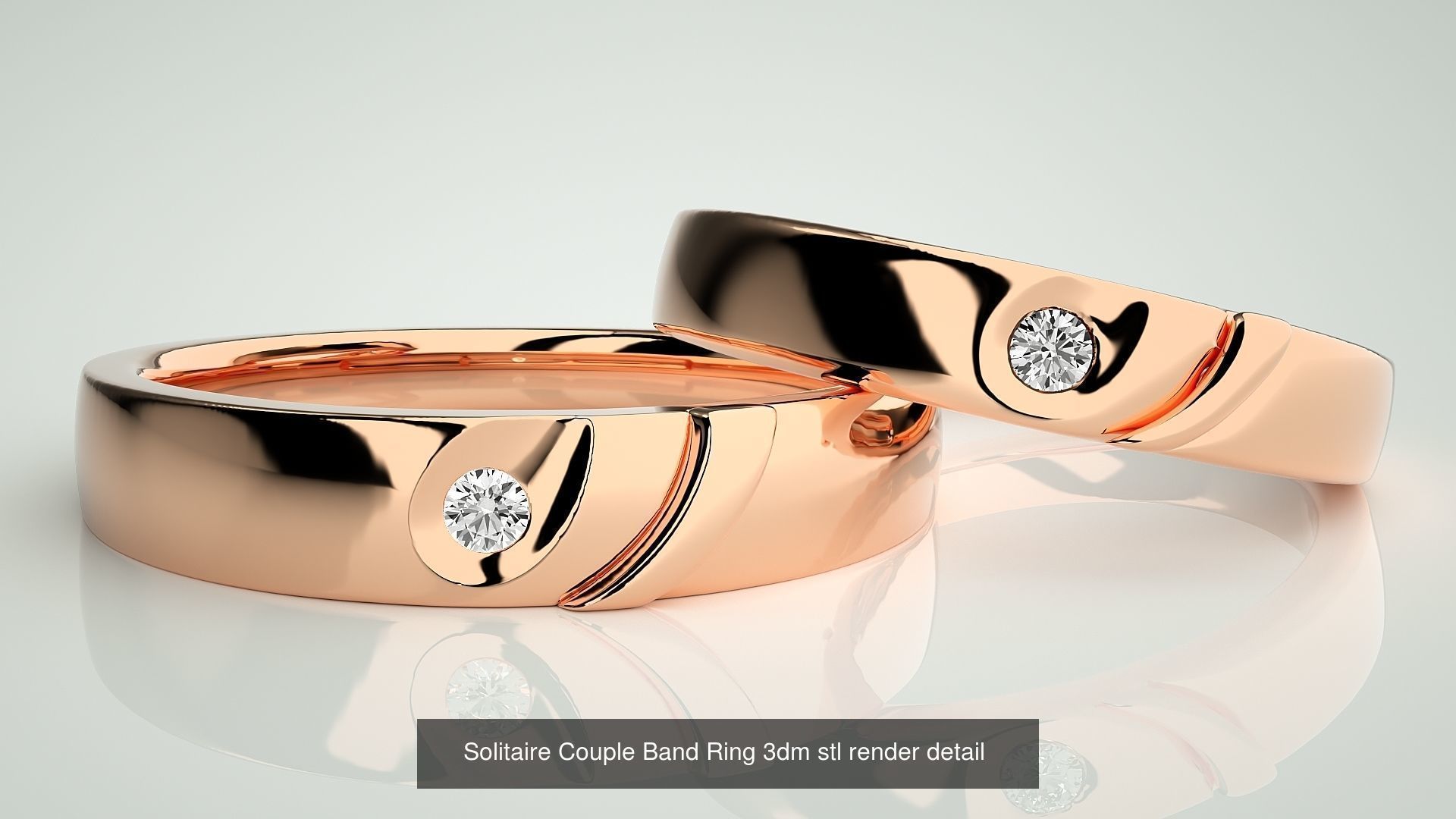 300 Solitaire Ring Couple Band Ring 3dm stl render detail Part-2 3D Model Collection_117