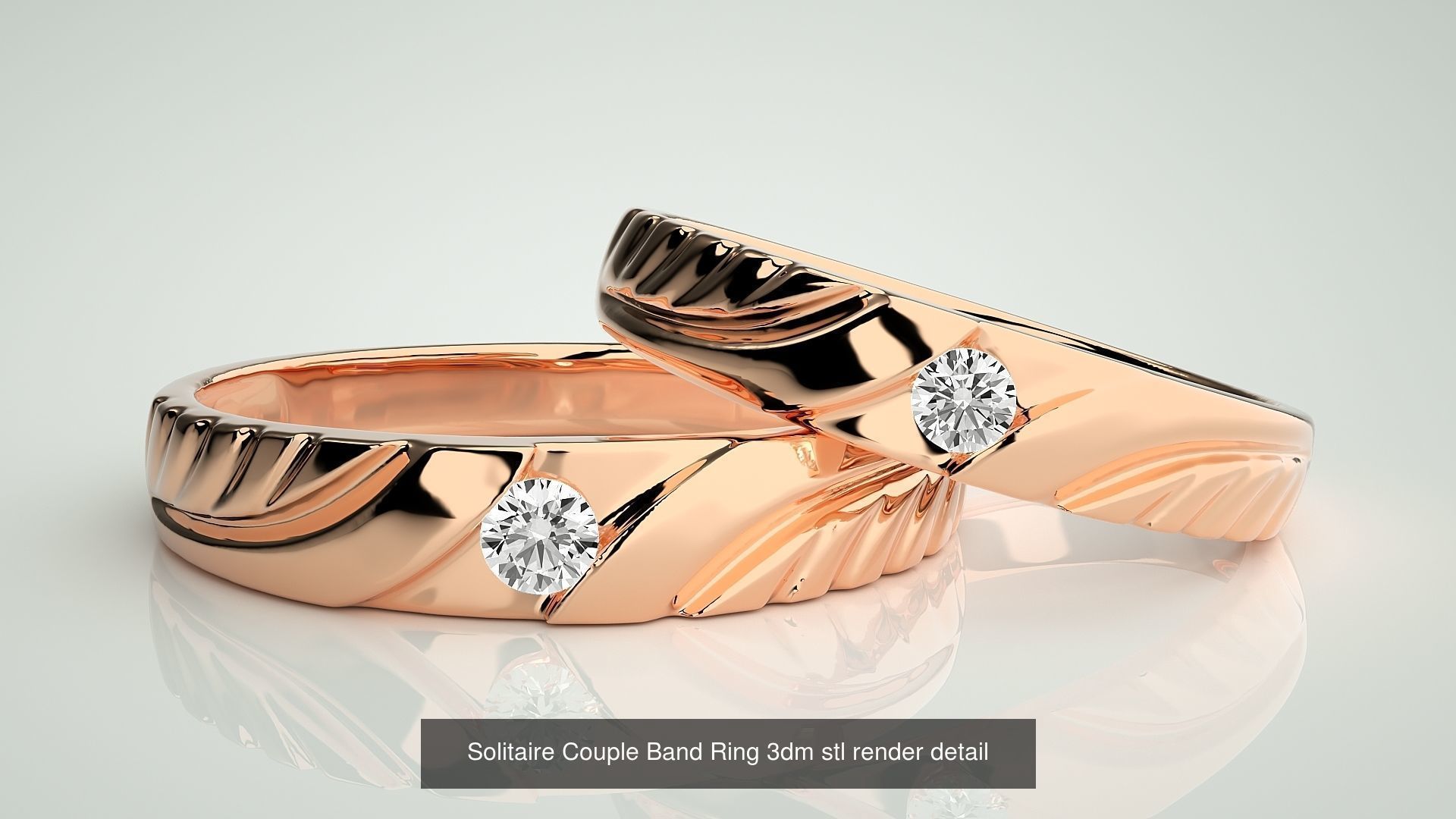 300 Solitaire Ring Couple Band Ring 3dm stl render detail Part-2 3D Model Collection_70