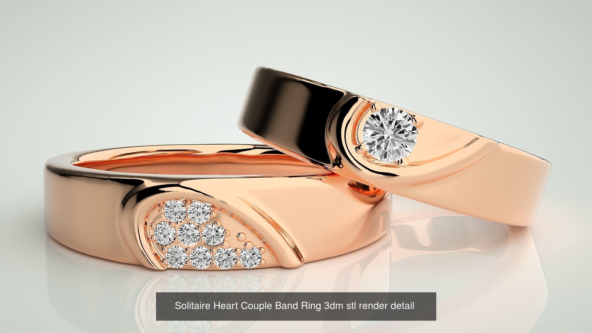 300 Solitaire Ring Couple Band Ring 3dm stl render detail Part-2 3D Model Collection_151