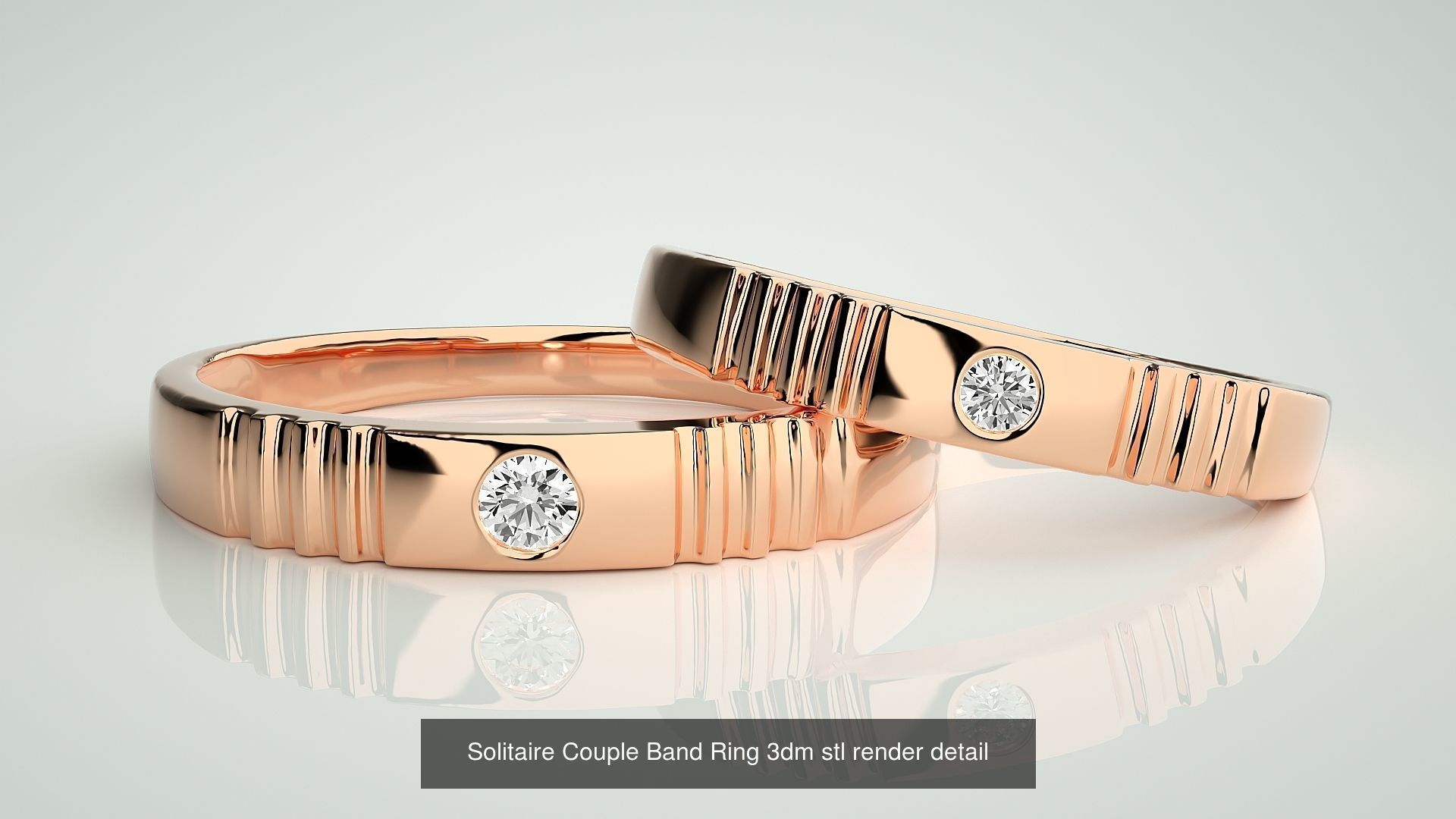 300 Solitaire Ring Couple Band Ring 3dm stl render detail Part-2 3D Model Collection_80