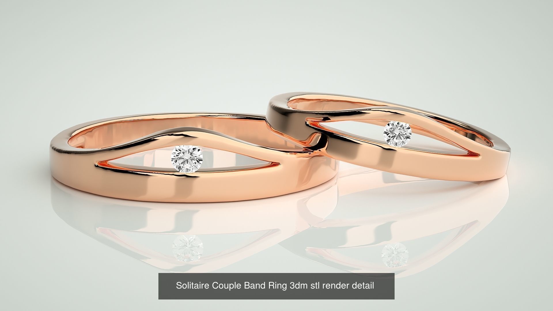 300 Solitaire Ring Couple Band Ring 3dm stl render detail Part-2 3D Model Collection_122
