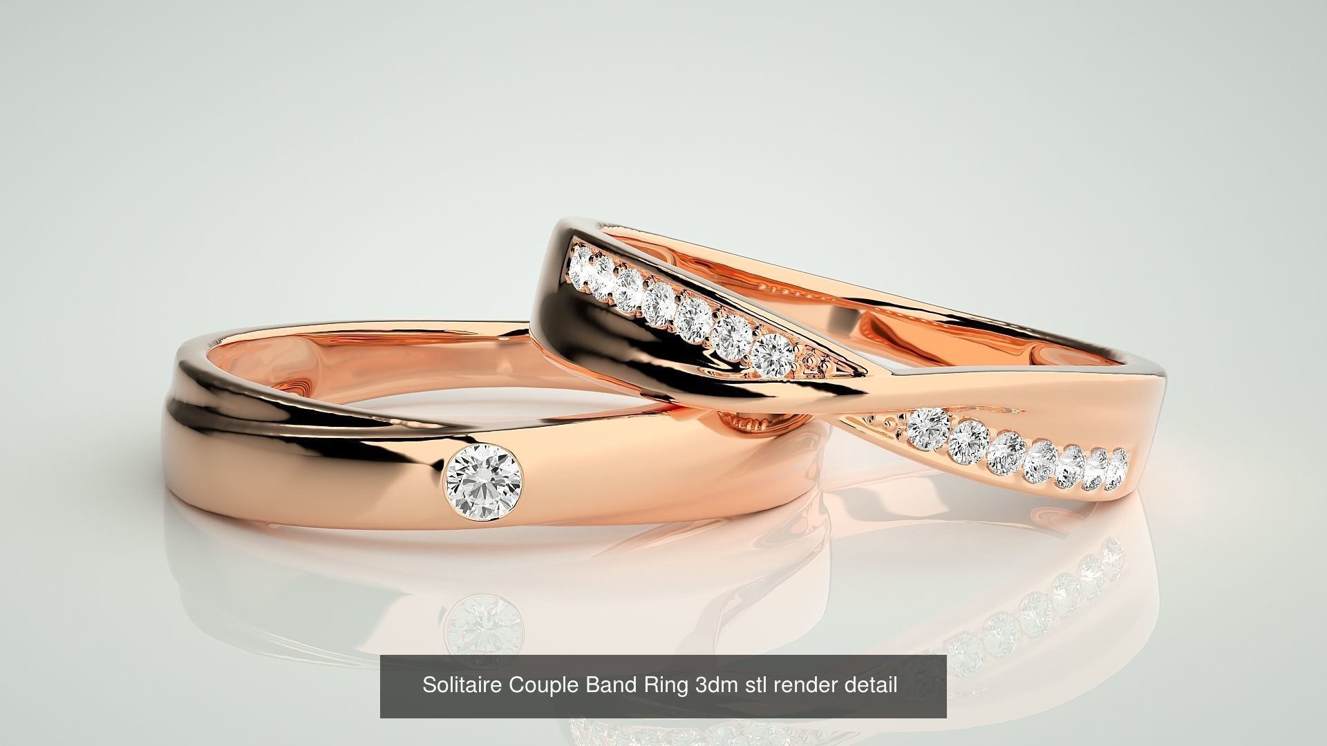 300 Solitaire Ring Couple Band Ring 3dm stl render detail Part-2 3D Model Collection_123