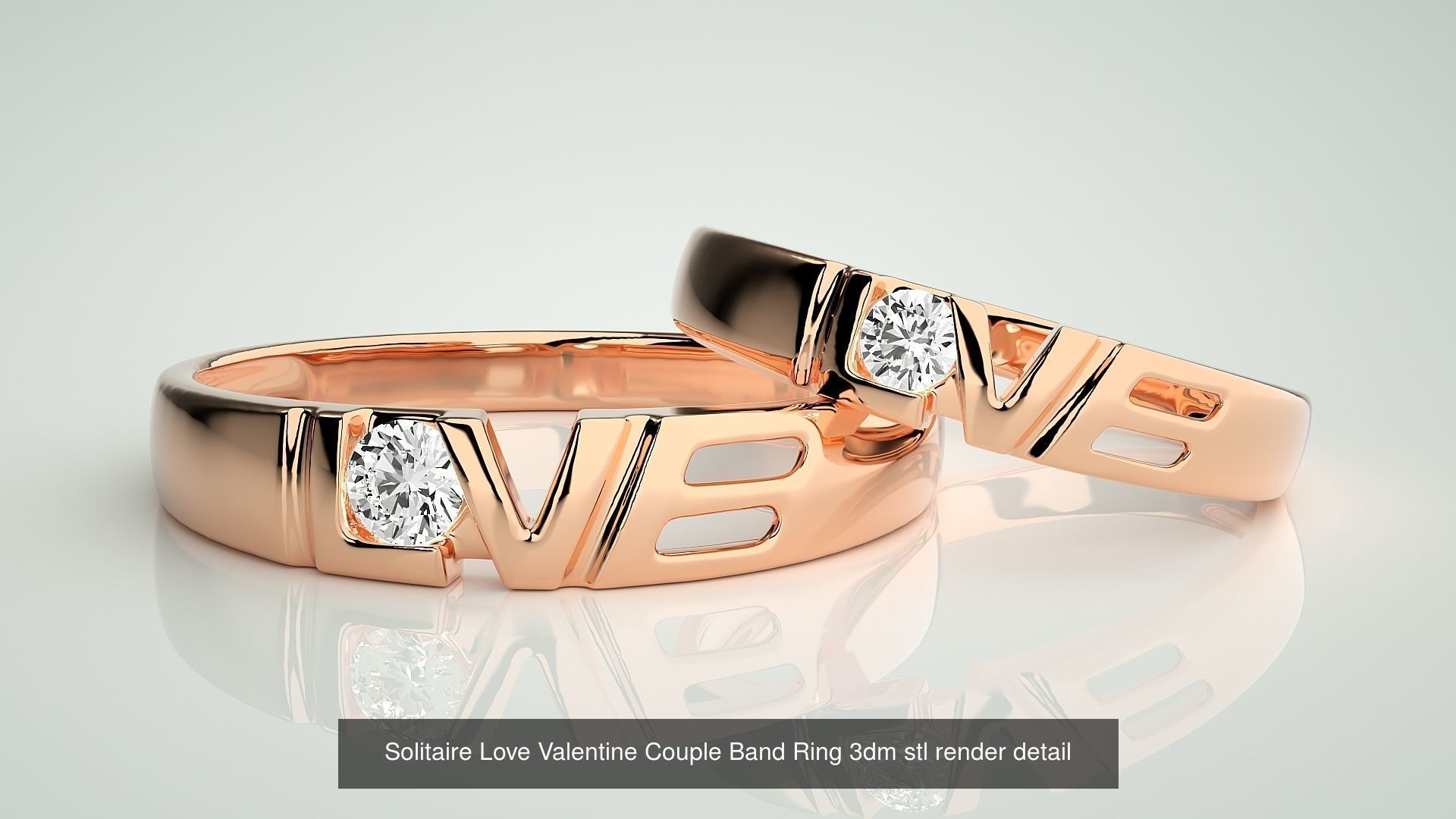 300 Solitaire Ring Couple Band Ring 3dm stl render detail Part-2 3D Model Collection_62