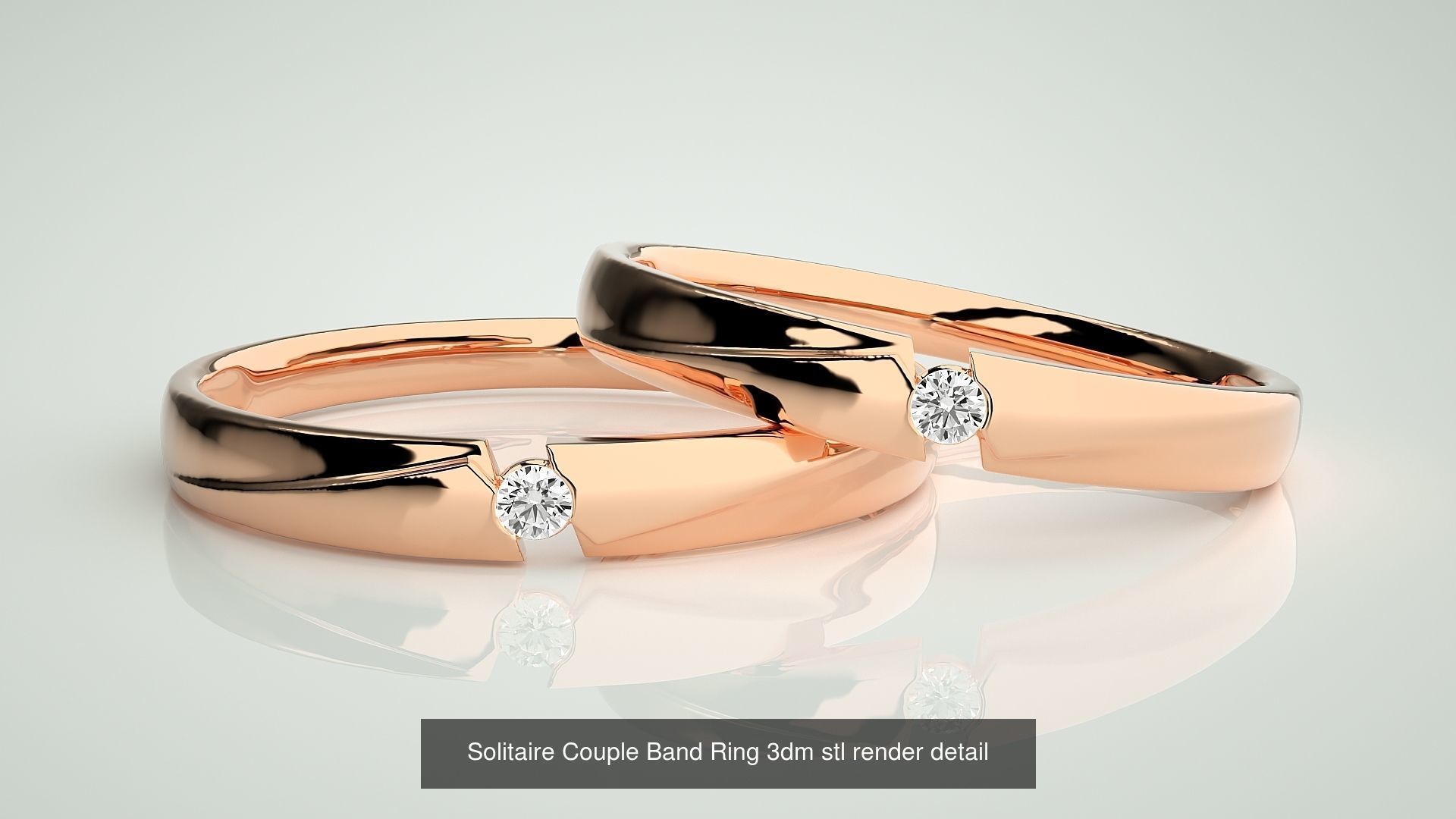 300 Solitaire Ring Couple Band Ring 3dm stl render detail Part-2 3D Model Collection_84