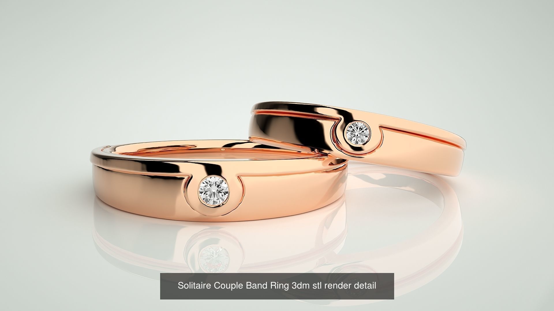 300 Solitaire Ring Couple Band Ring 3dm stl render detail Part-2 3D Model Collection_100