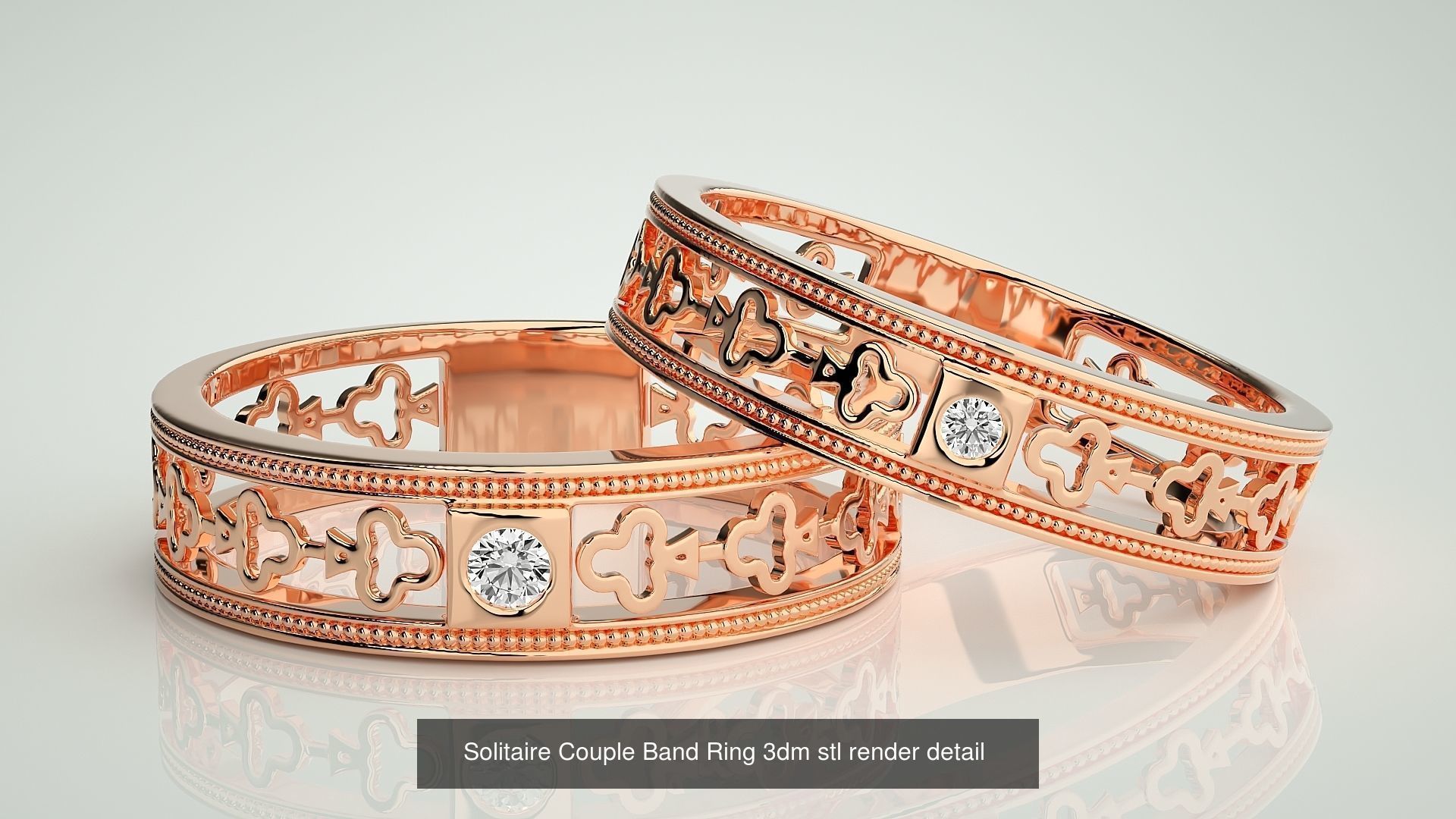 300 Solitaire Ring Couple Band Ring 3dm stl render detail Part-2 3D Model Collection_124