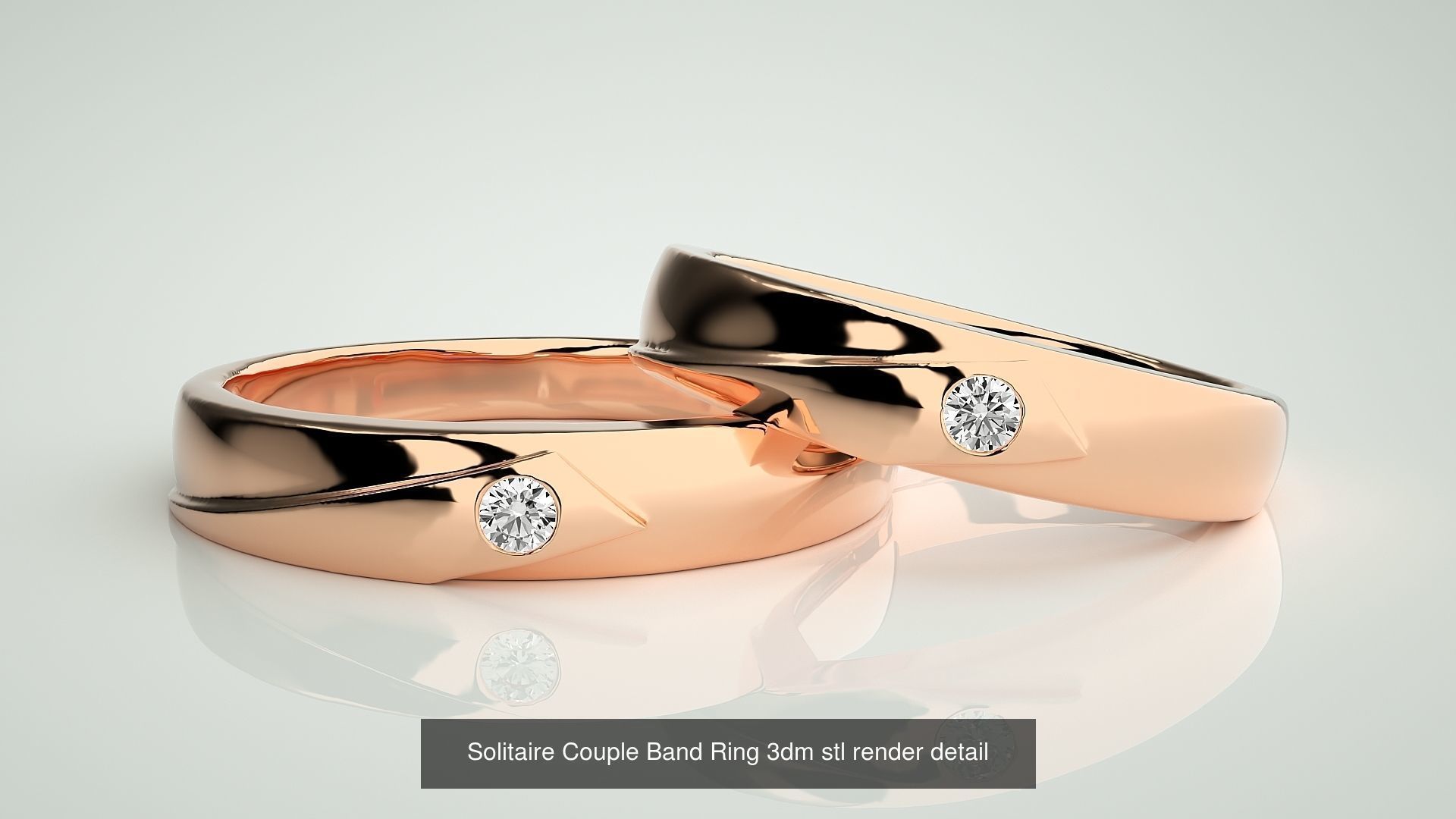 300 Solitaire Ring Couple Band Ring 3dm stl render detail Part-2 3D Model Collection_184