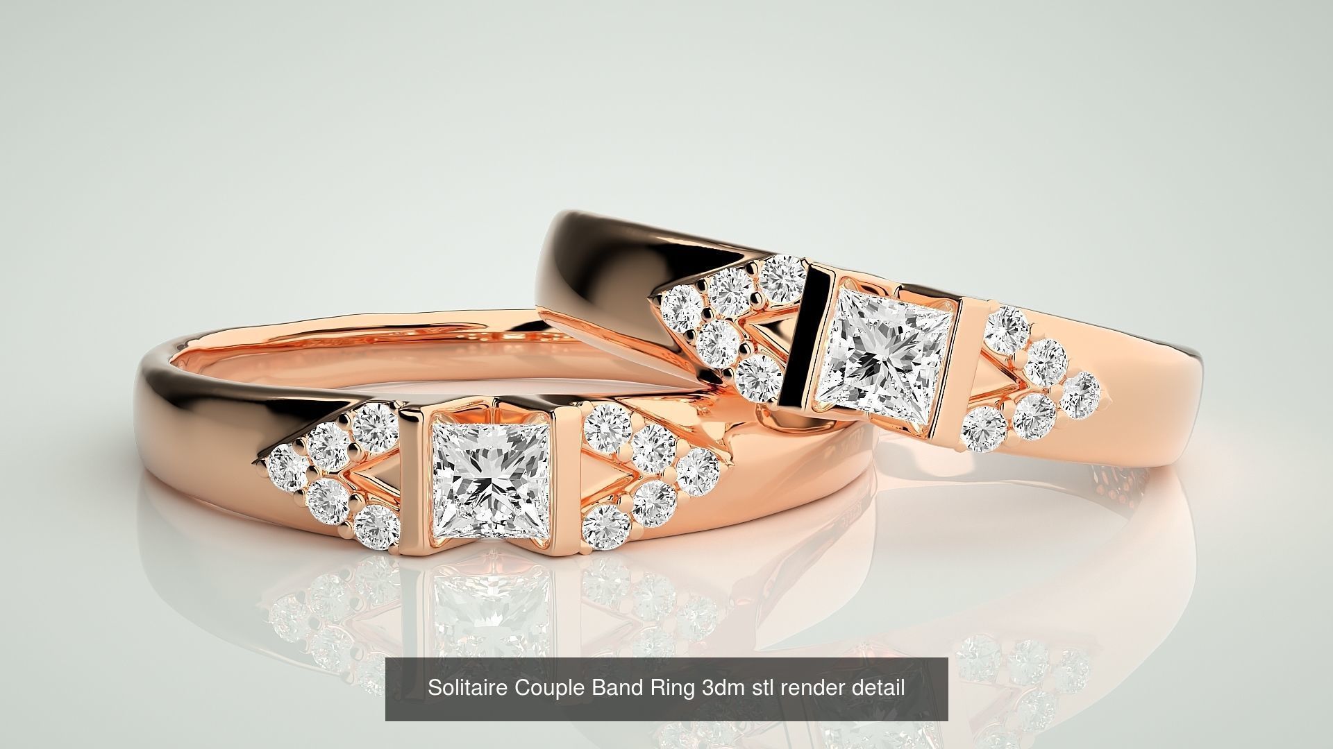 300 Solitaire Ring Couple Band Ring 3dm stl render detail Part-2 3D Model Collection_189