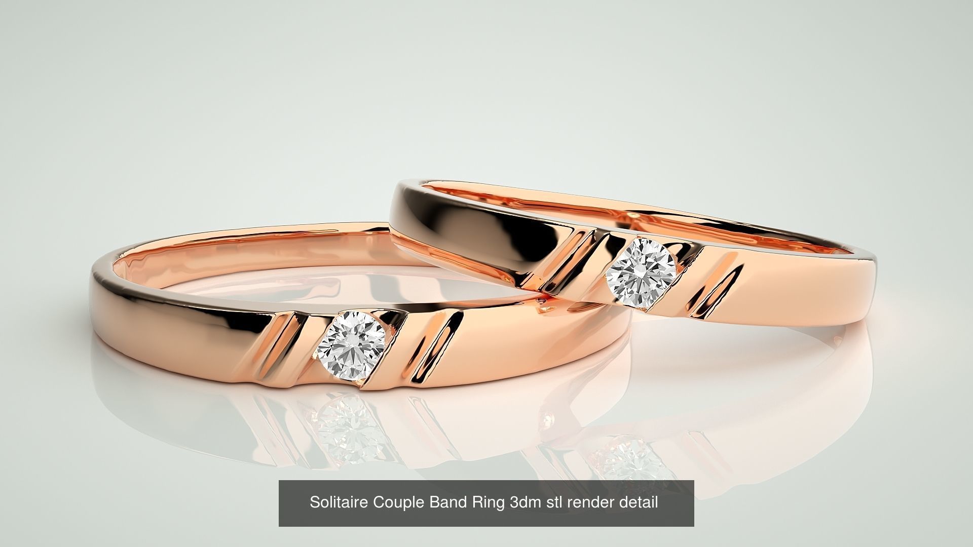 300 Solitaire Ring Couple Band Ring 3dm stl render detail Part-2 3D Model Collection_128
