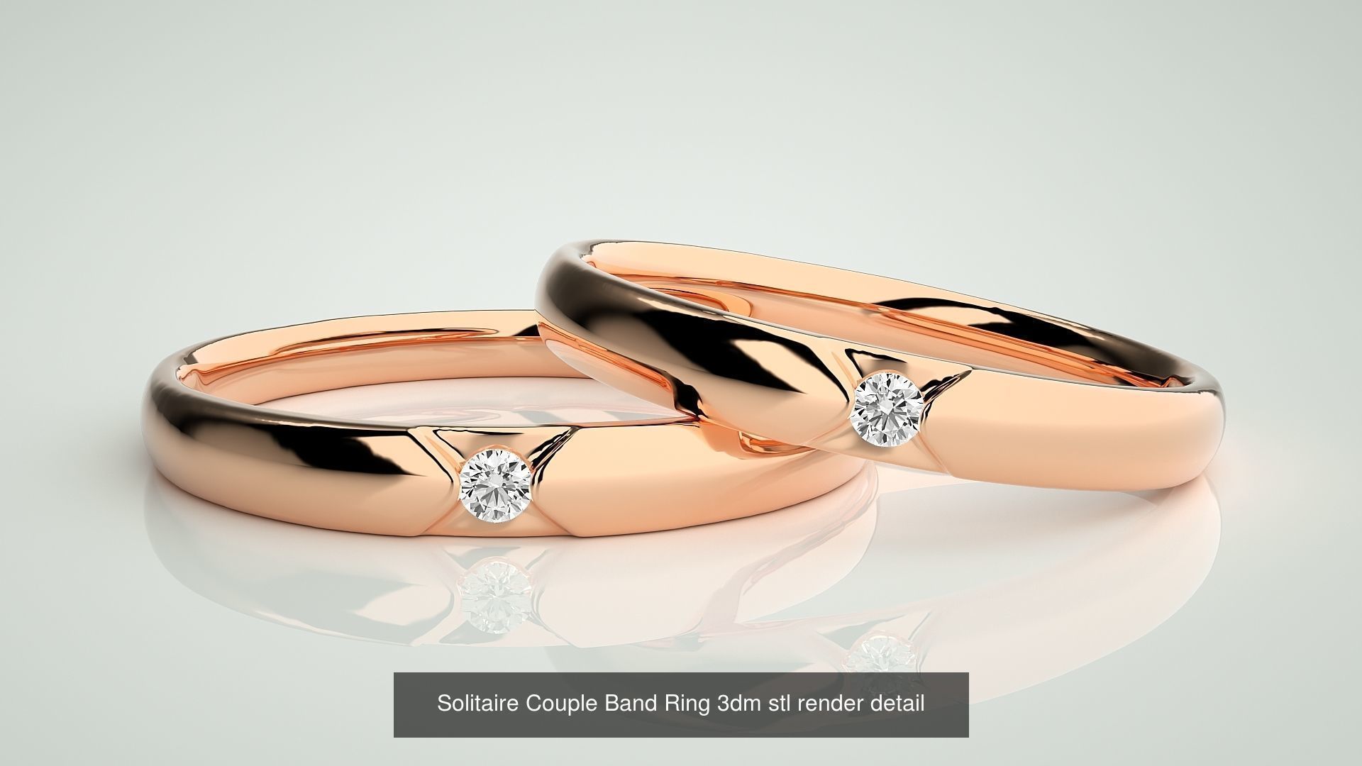 300 Solitaire Ring Couple Band Ring 3dm stl render detail Part-2 3D Model Collection_102