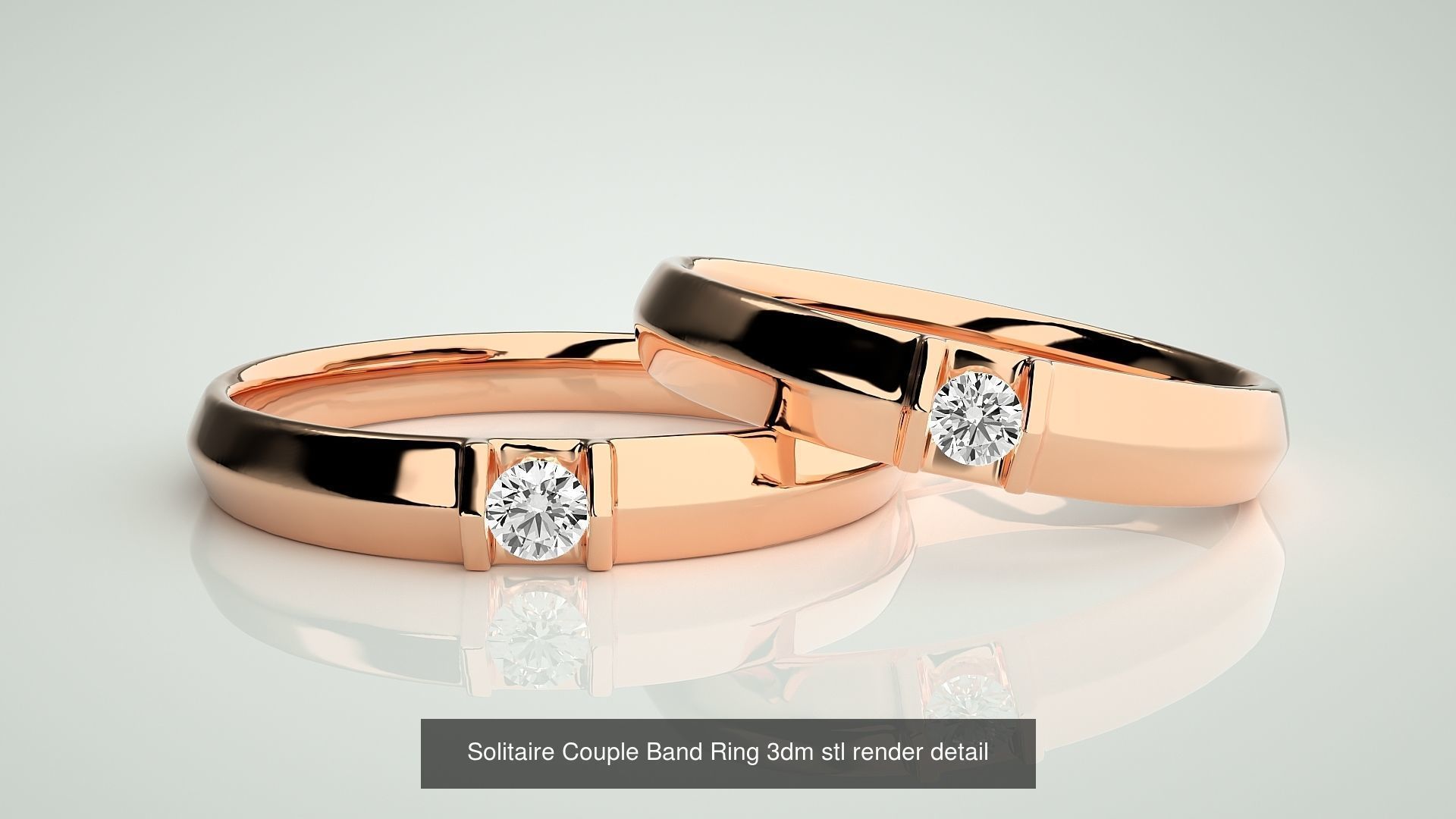 300 Solitaire Ring Couple Band Ring 3dm stl render detail Part-2 3D Model Collection_174