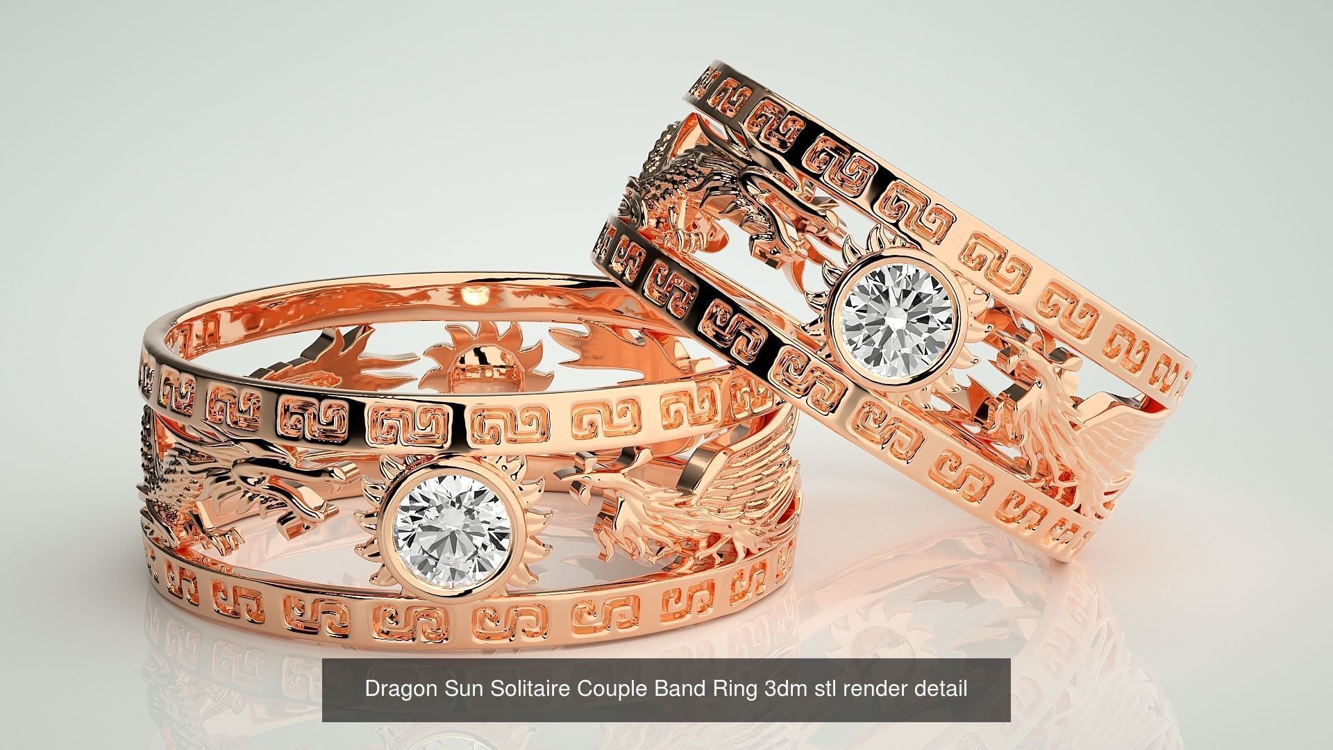 300 Solitaire Ring Couple Band Ring 3dm stl render detail Part-2 3D Model Collection_49