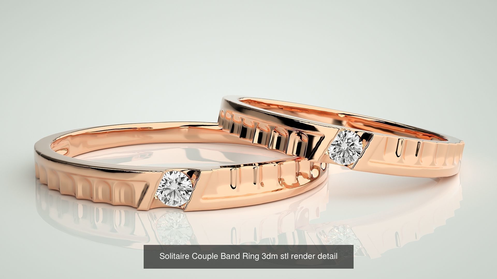 300 Solitaire Ring Couple Band Ring 3dm stl render detail Part-2 3D Model Collection_51