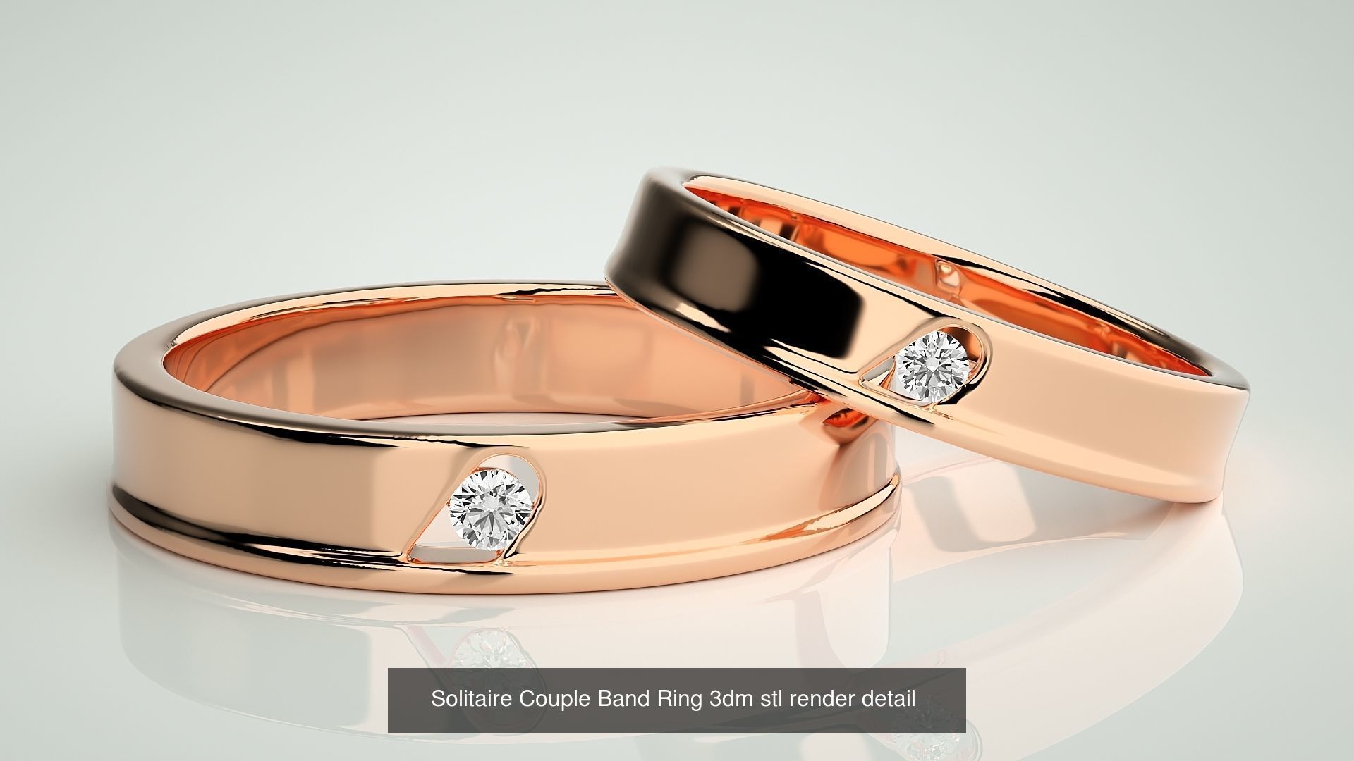 300 Solitaire Ring Couple Band Ring 3dm stl render detail Part-2 3D Model Collection_108