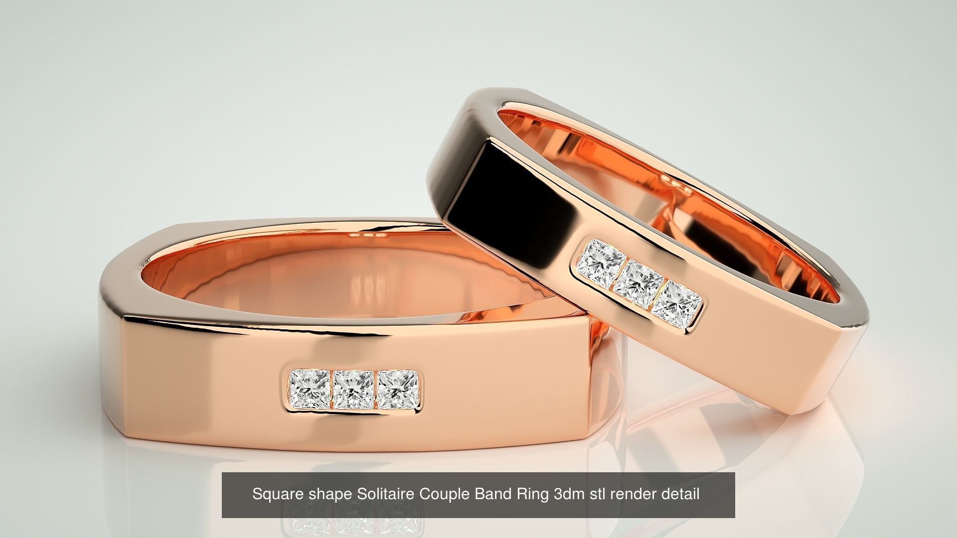 300 Solitaire Ring Couple Band Ring 3dm stl render detail Part-2 3D Model Collection_104