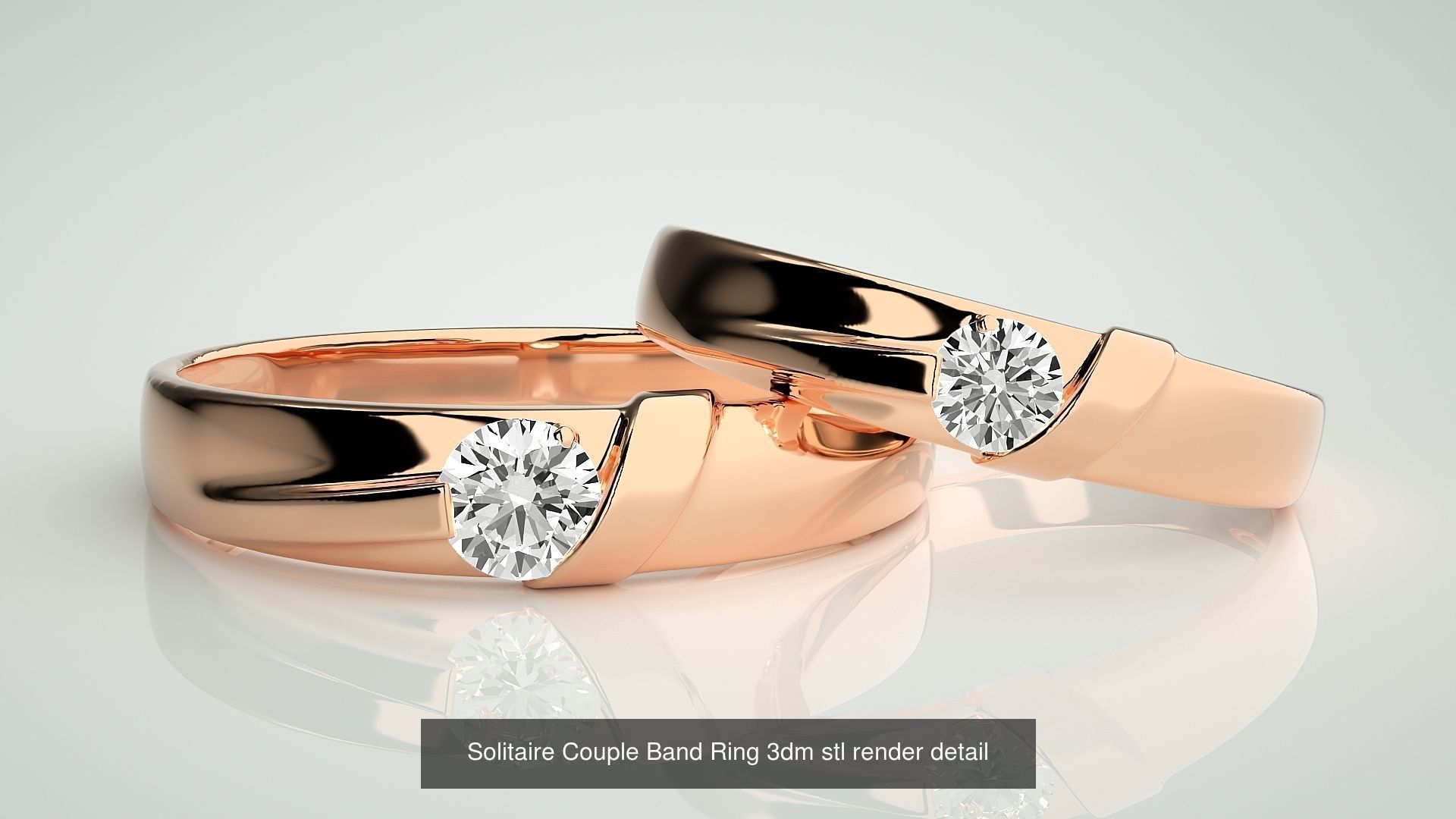300 Solitaire Ring Couple Band Ring 3dm stl render detail Part-2 3D Model Collection_61