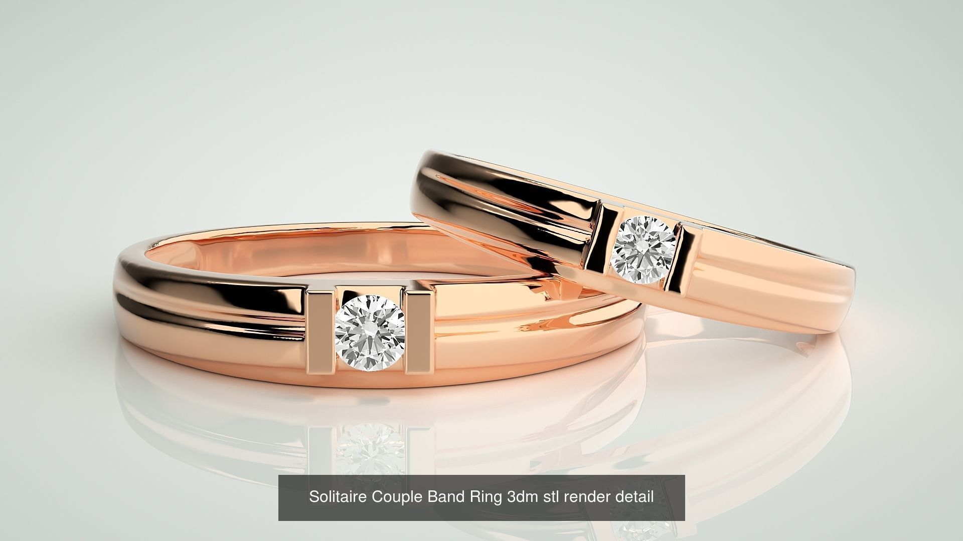 300 Solitaire Ring Couple Band Ring 3dm stl render detail Part-2 3D Model Collection_55