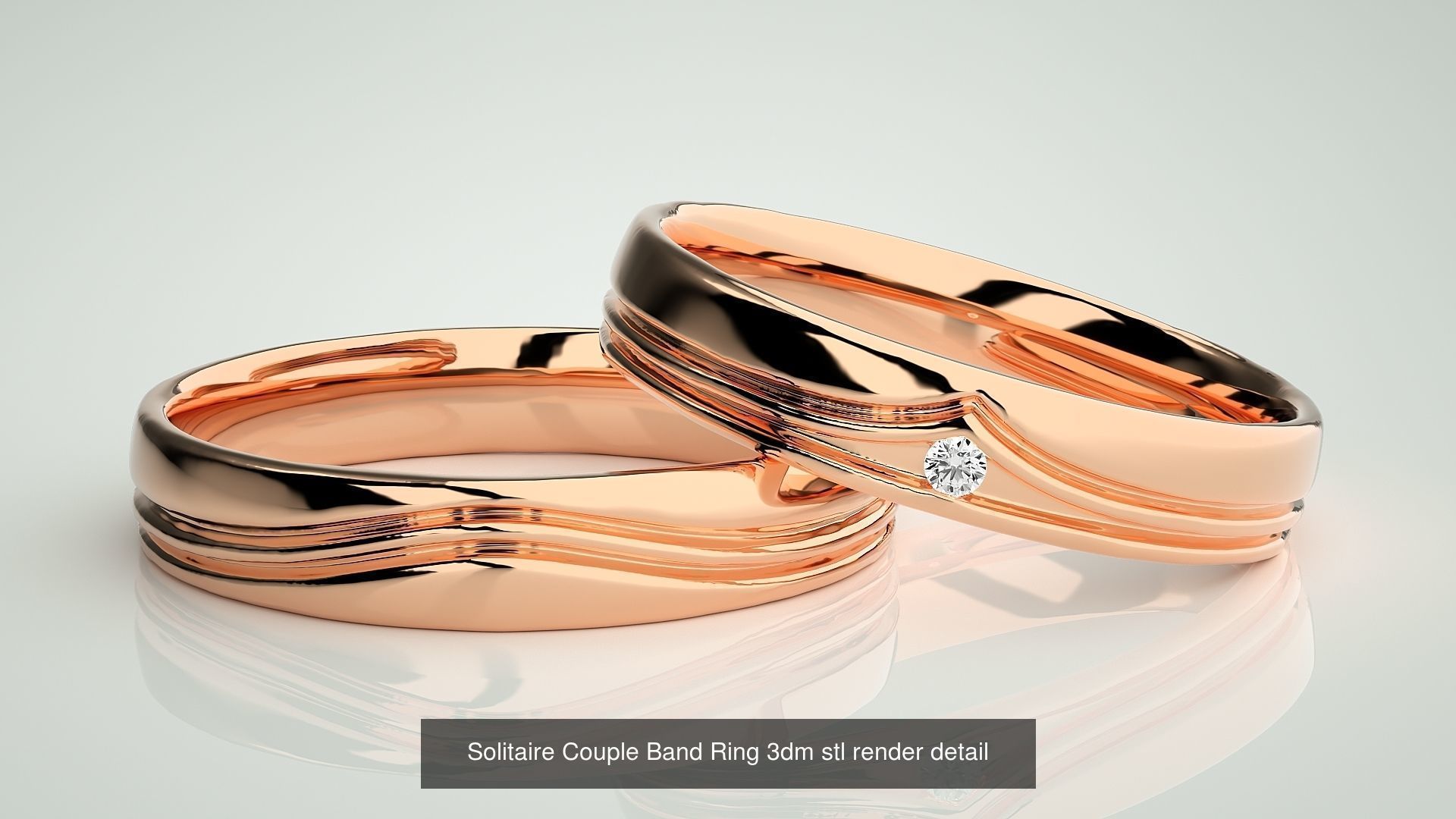 300 Solitaire Ring Couple Band Ring 3dm stl render detail Part-2 3D Model Collection_159