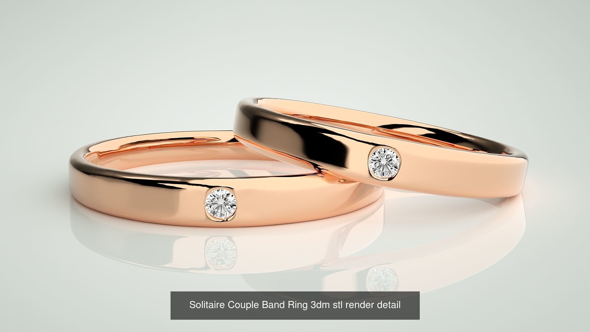 300 Solitaire Ring Couple Band Ring 3dm stl render detail Part-2 3D Model Collection_83