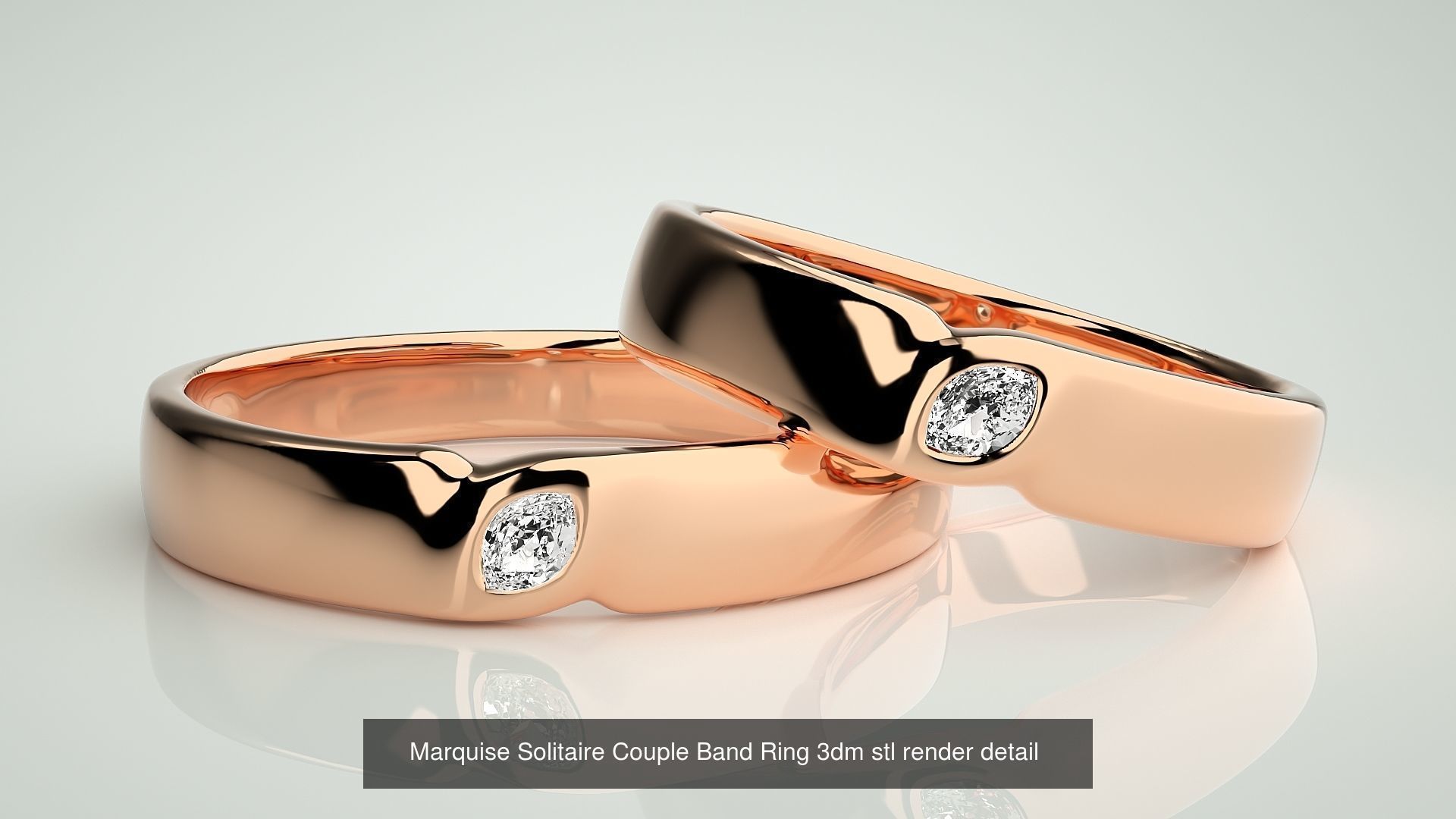 300 Solitaire Ring Couple Band Ring 3dm stl render detail Part-2 3D Model Collection_118