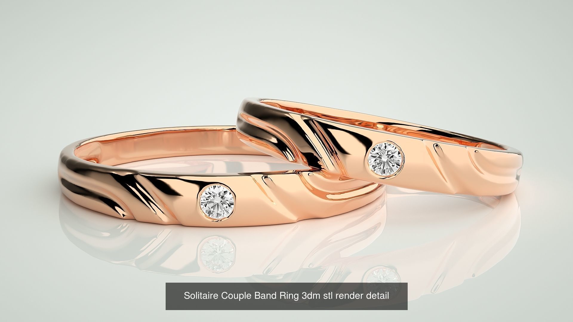 300 Solitaire Ring Couple Band Ring 3dm stl render detail Part-2 3D Model Collection_58