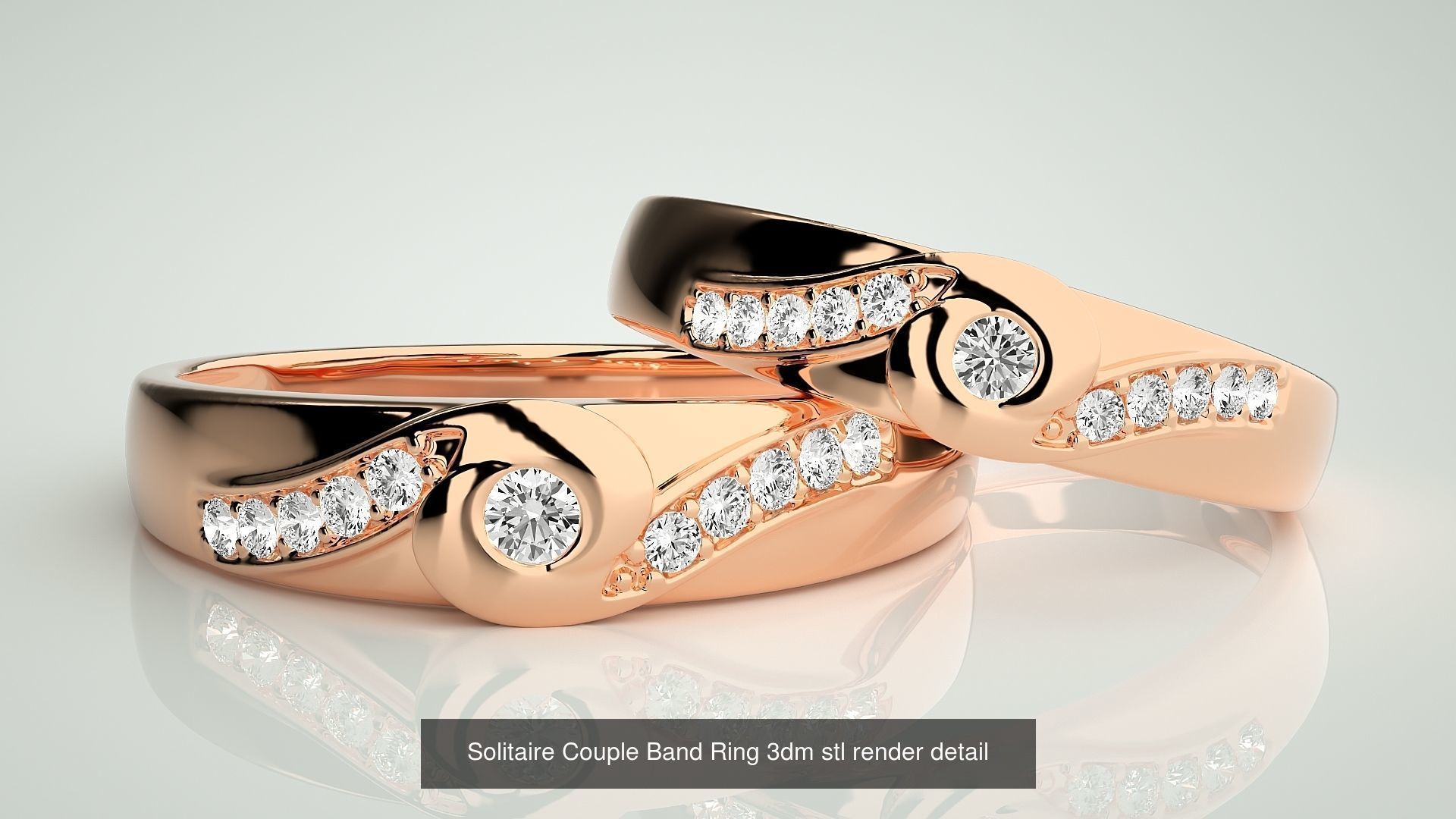 300 Solitaire Ring Couple Band Ring 3dm stl render detail Part-2 3D Model Collection_57