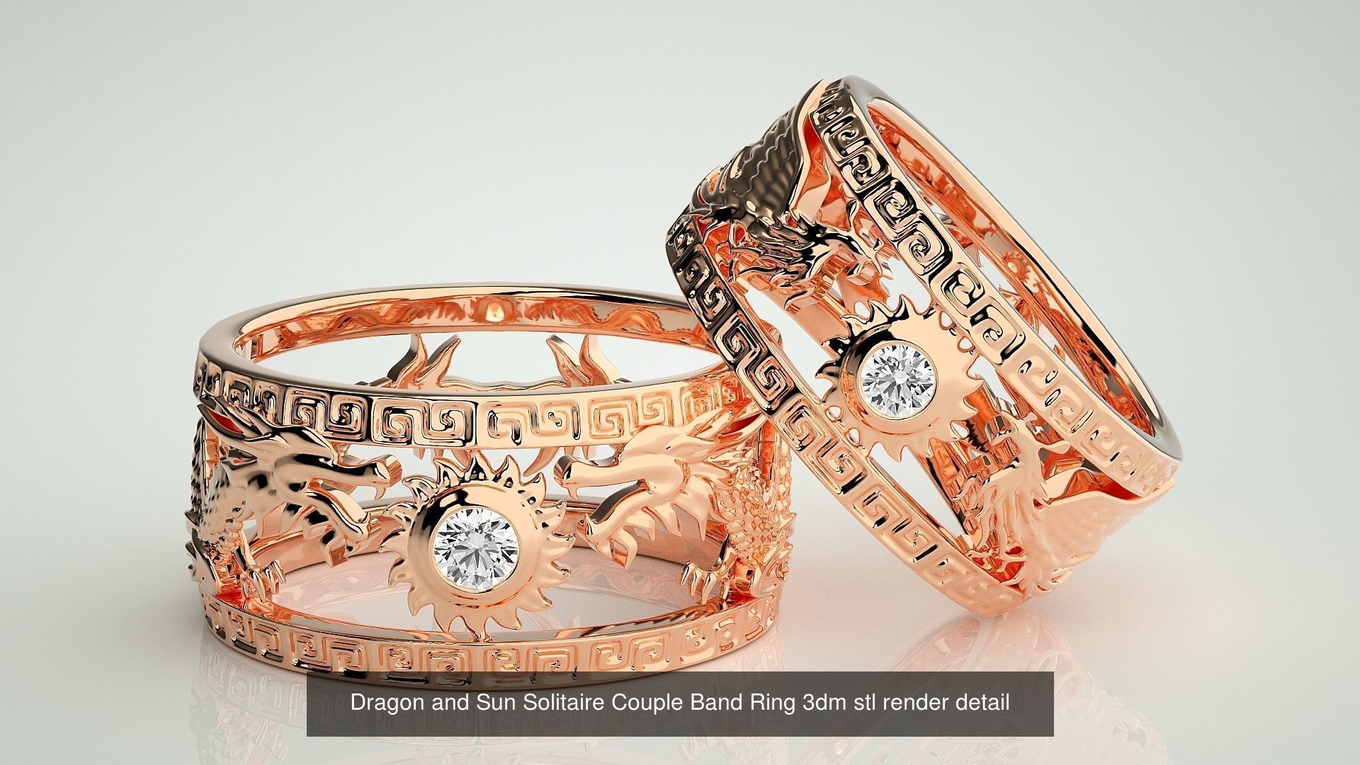 300 Solitaire Ring Couple Band Ring 3dm stl render detail Part-2 3D Model Collection_34