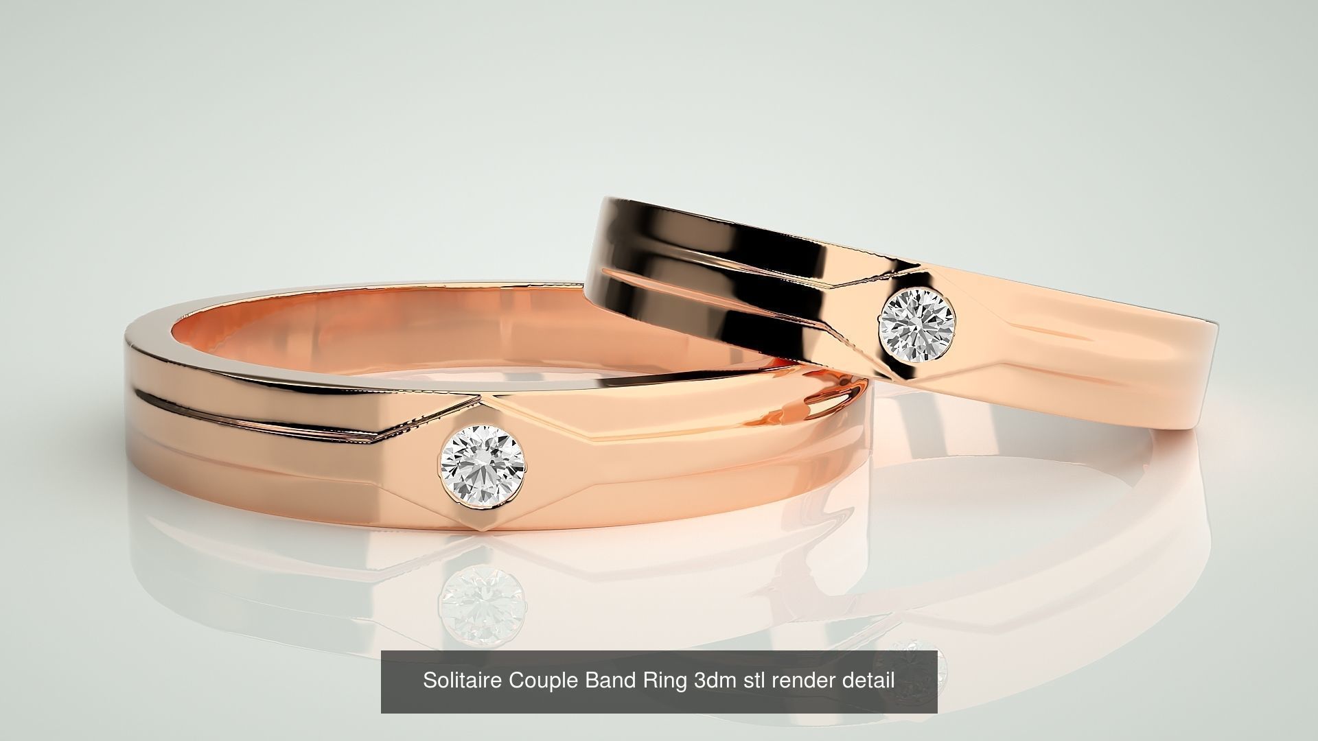 300 Solitaire Ring Couple Band Ring 3dm stl render detail Part-2 3D Model Collection_89