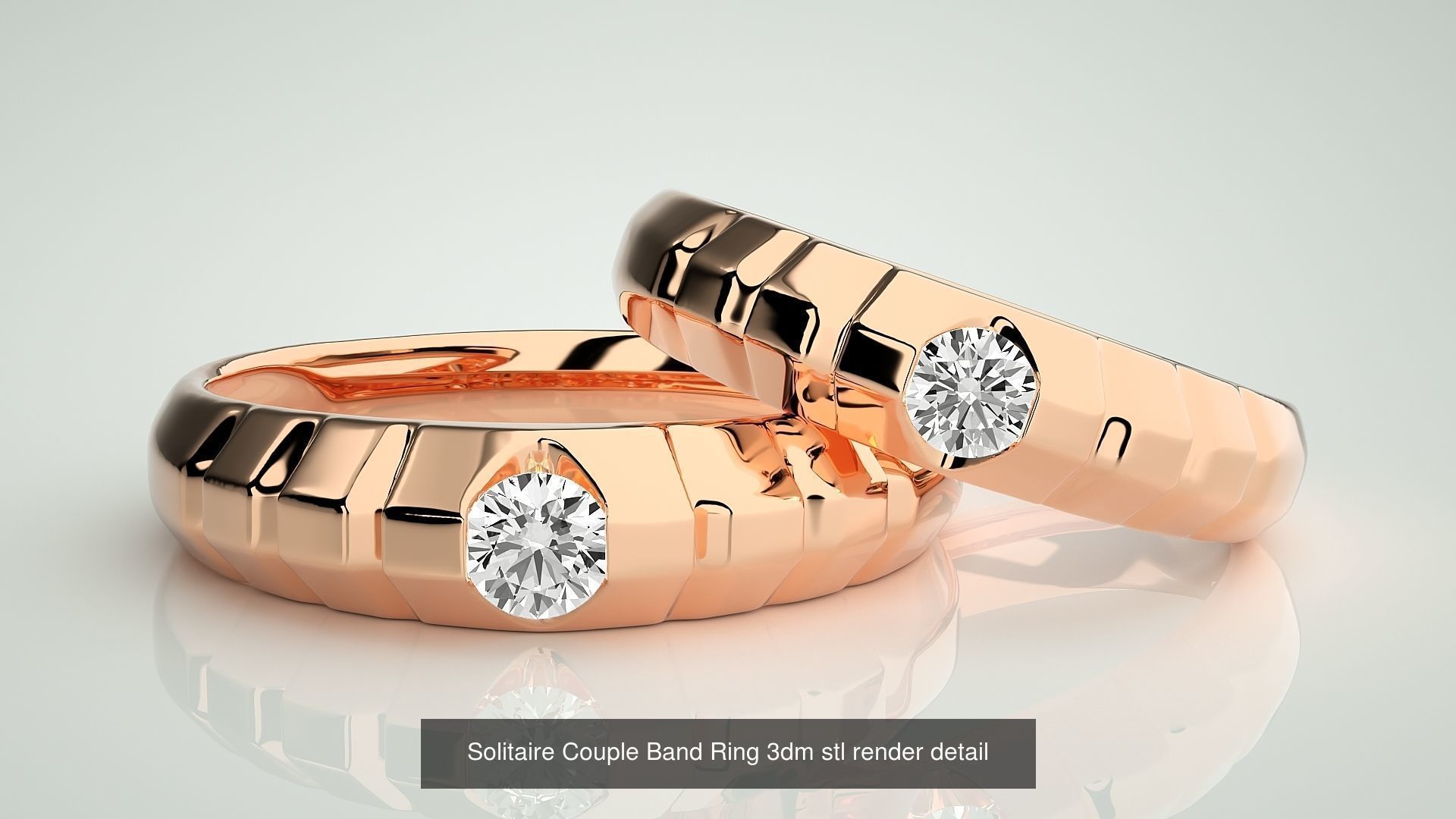 300 Solitaire Ring Couple Band Ring 3dm stl render detail Part-2 3D Model Collection_63