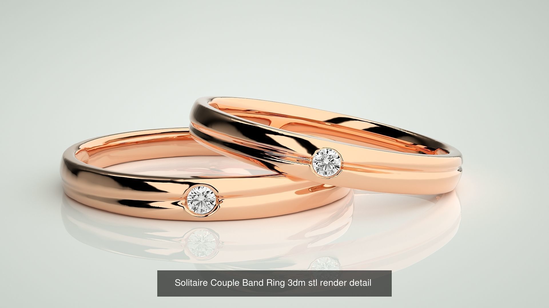 300 Solitaire Ring Couple Band Ring 3dm stl render detail Part-2 3D Model Collection_111
