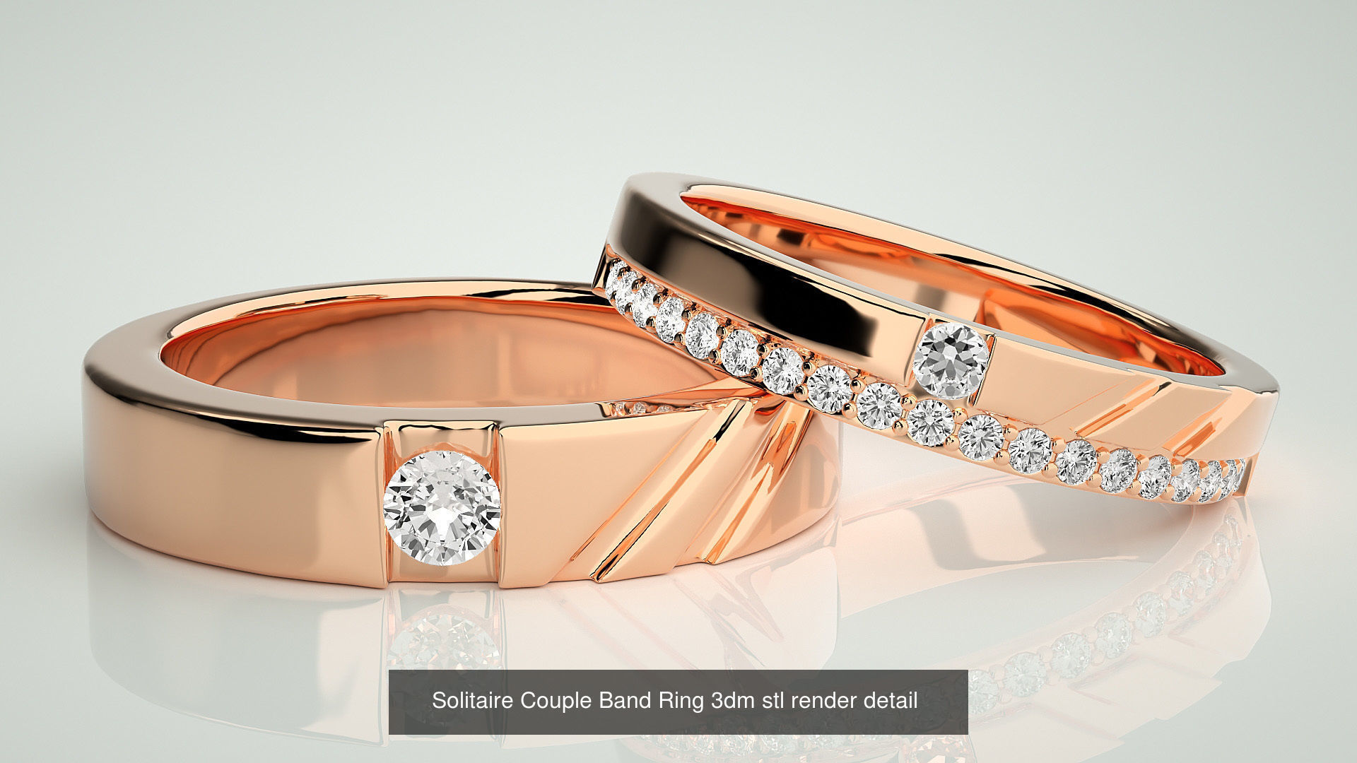 300 Solitaire Ring Couple Band Ring 3dm stl render detail Part-2 3D Model Collection_150