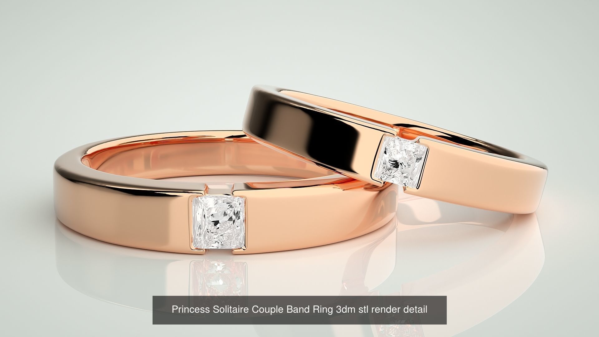 300 Solitaire Ring Couple Band Ring 3dm stl render detail Part-2 3D Model Collection_188