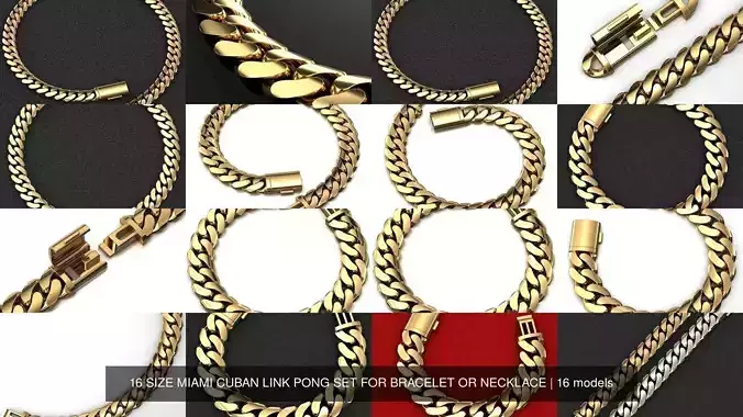 16 SIZE MIAMI CUBAN LINK PONG SET FOR BRACELET OR NECKLACE