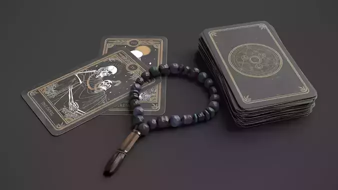 Tarot Cards and Beads 3D model