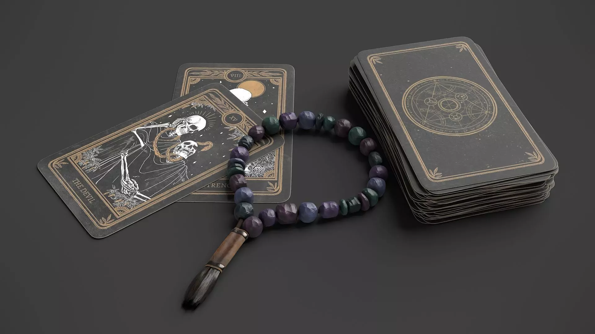 Tarot Cards and Beads 3D model