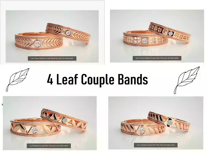 4 Leaf Couple Bands 3dm stl renders details  3D Model Collection 4 Leaf Couple Bands 3dm stl renders details  3D Model Collection