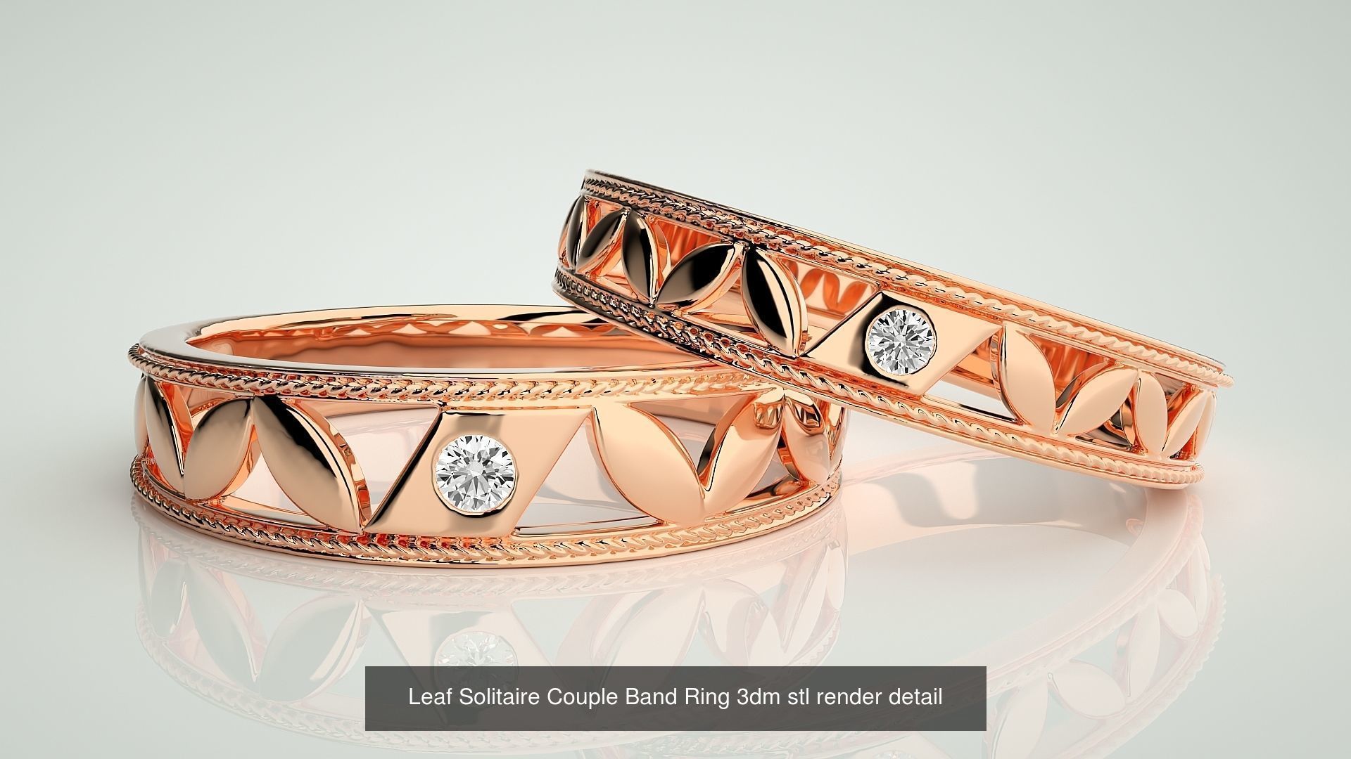 4 Leaf Couple Bands 3dm stl renders details  3D Model Collection_3