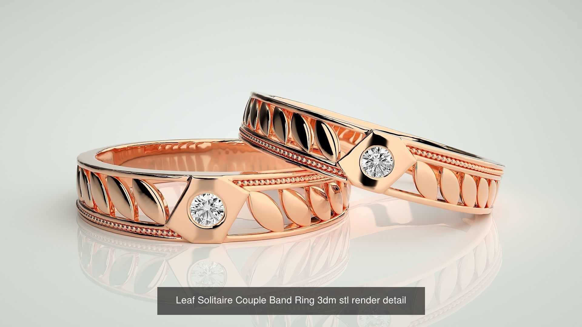 4 Leaf Couple Bands 3dm stl renders details  3D Model Collection_4